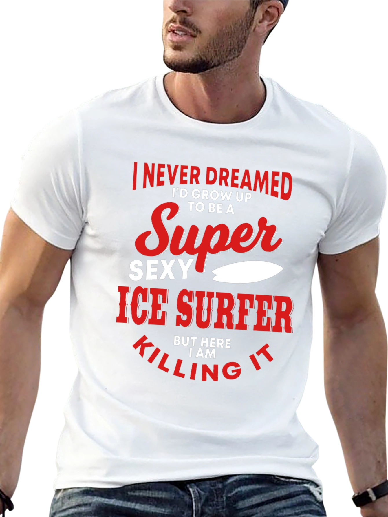 Black Super Sexy Ice Surfer Graphic T-Shirt view 13