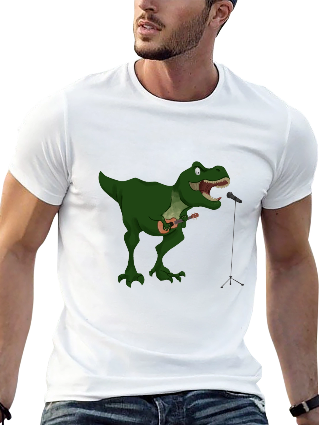 Black Dino Ukulele Black T-Shirt view 13