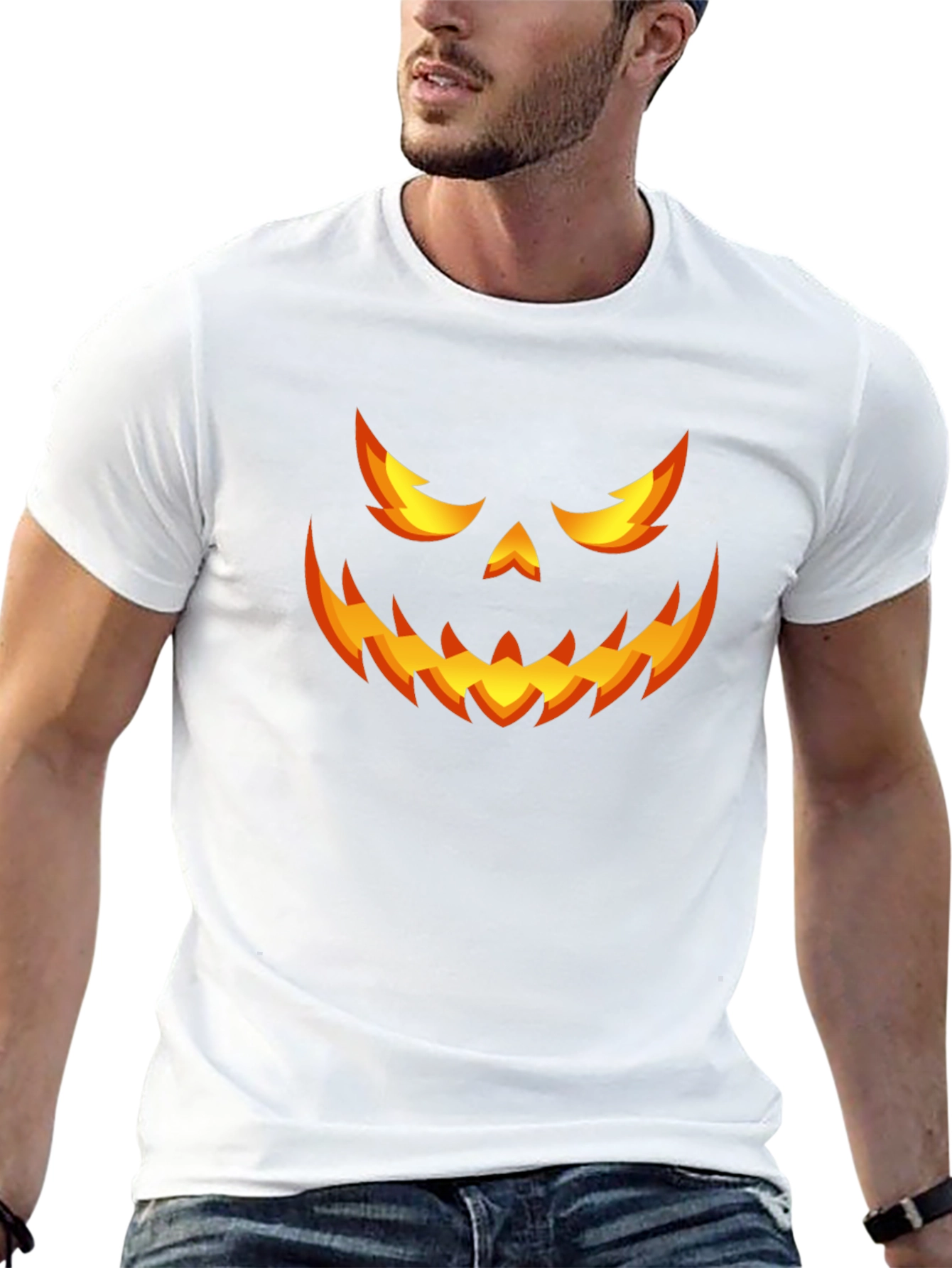 Halloween Pumpkin Face Graphic Tee - 13
