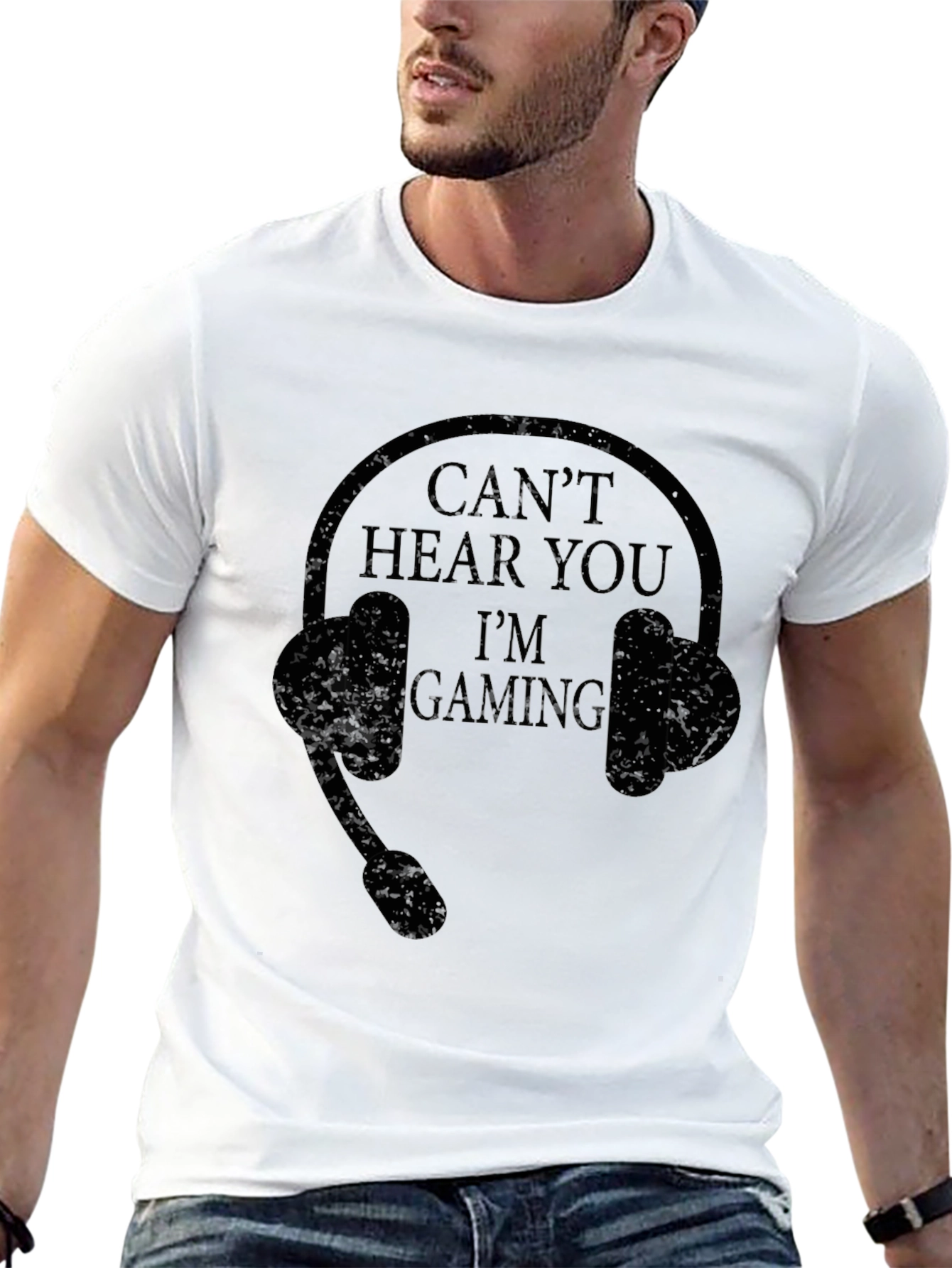 Black Can't Hear You I'm Gaming Black T-Shirt view 13