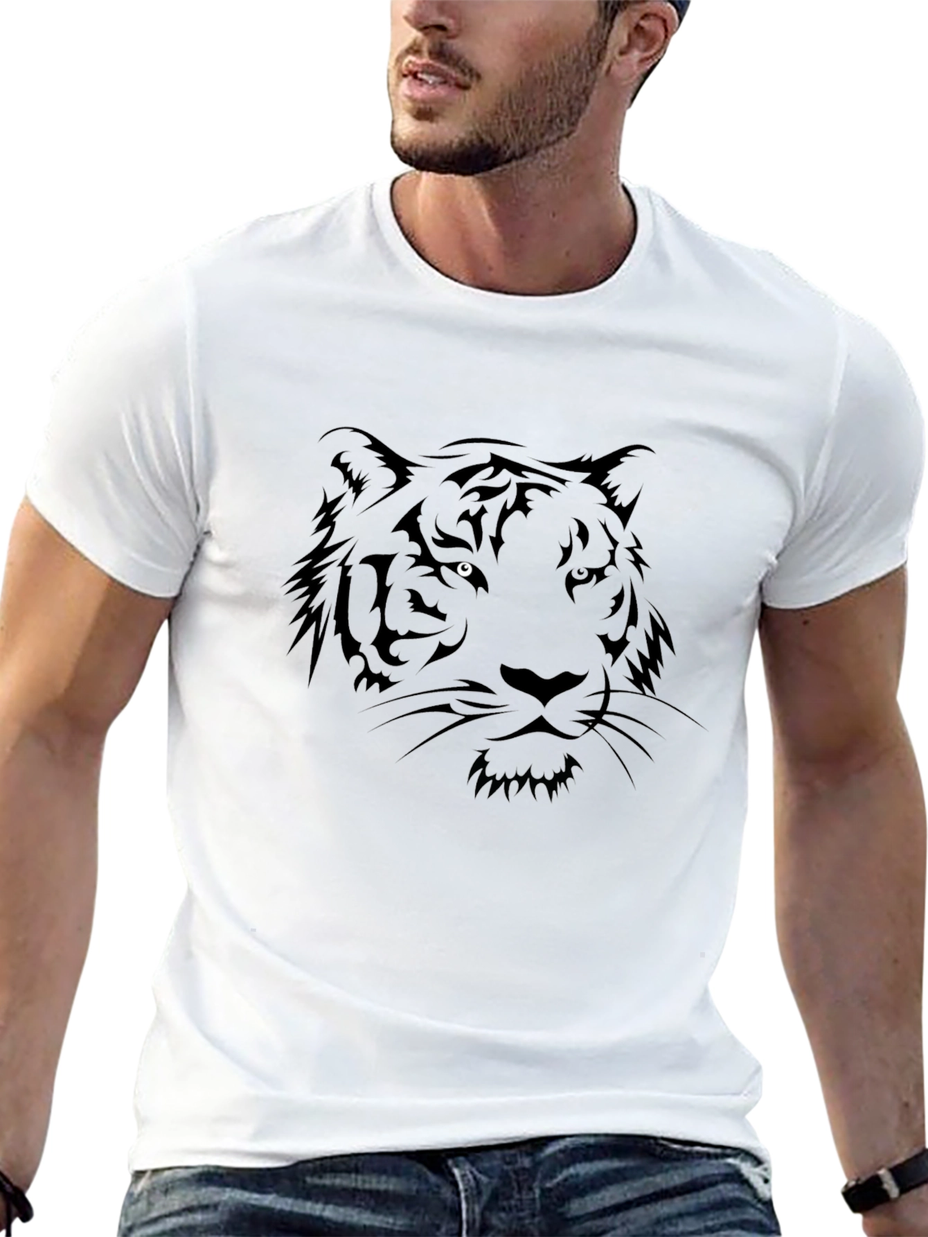 Black Tiger Graphic Tee - Cool Men's Black T-Shirt view 13