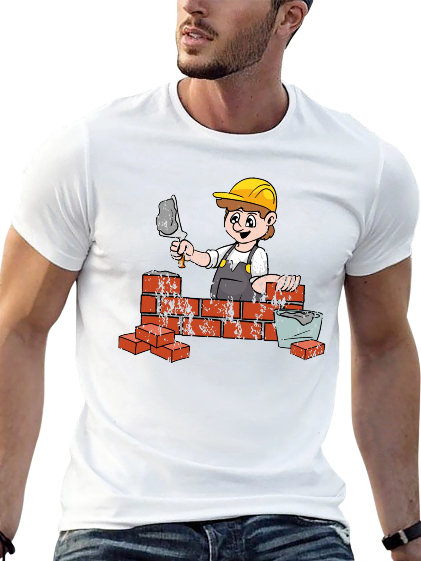 Black Construction Worker Graphic Tee view 13