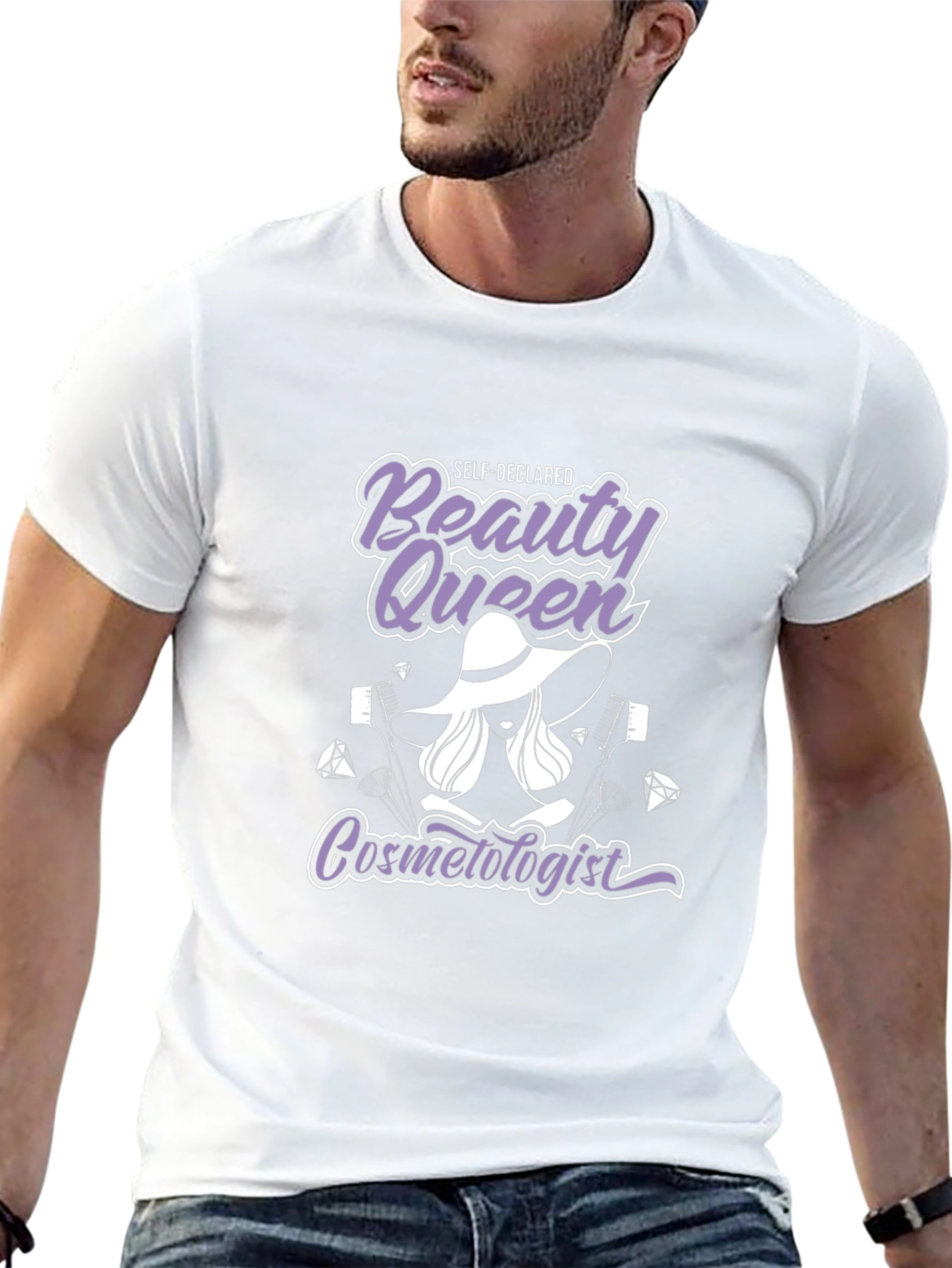 Black Beauty Queen Cosmetologist Black T-Shirt view 13