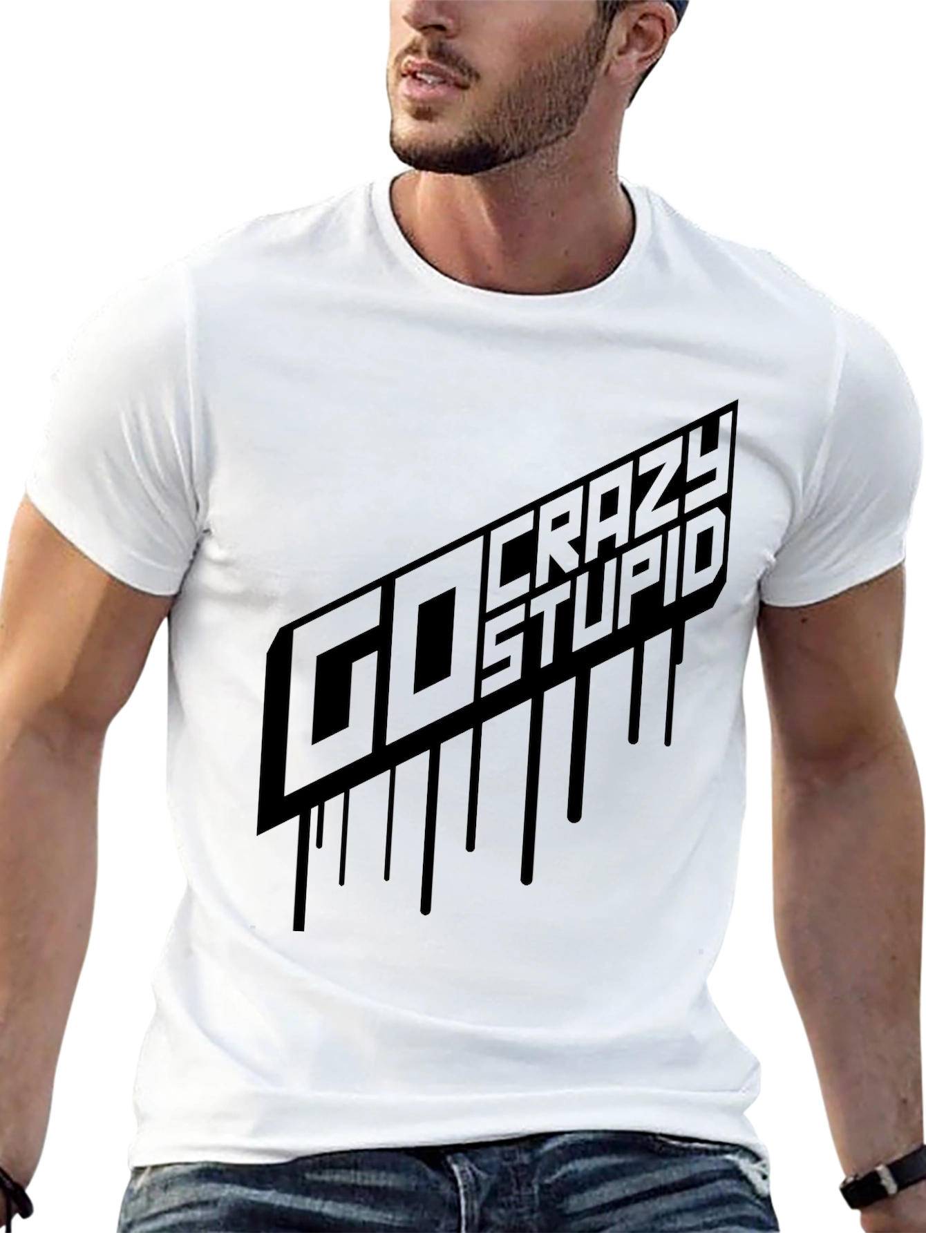 Black Go Crazy Stupid Graphic Tee - Black view 13