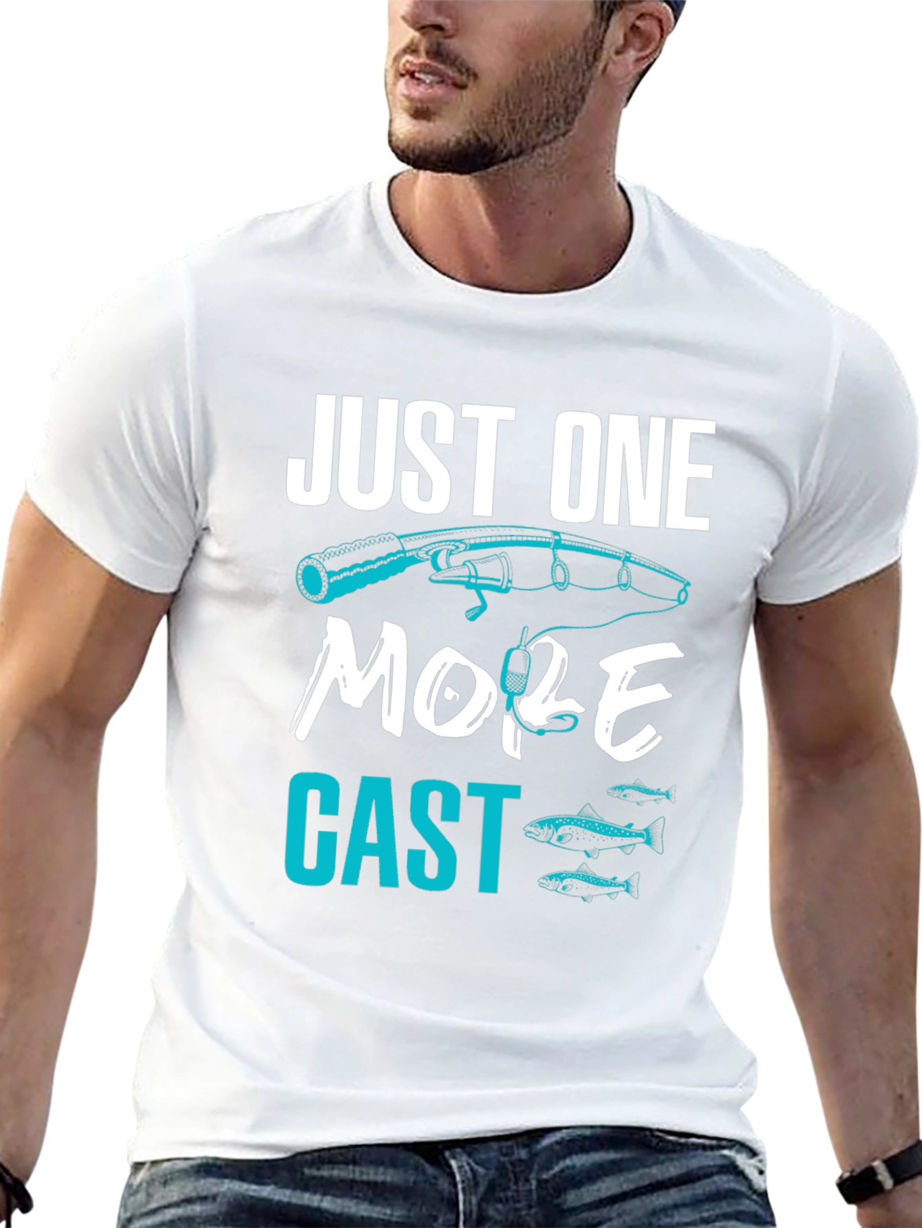Black Just One More Cast Fishing T-Shirt view 13