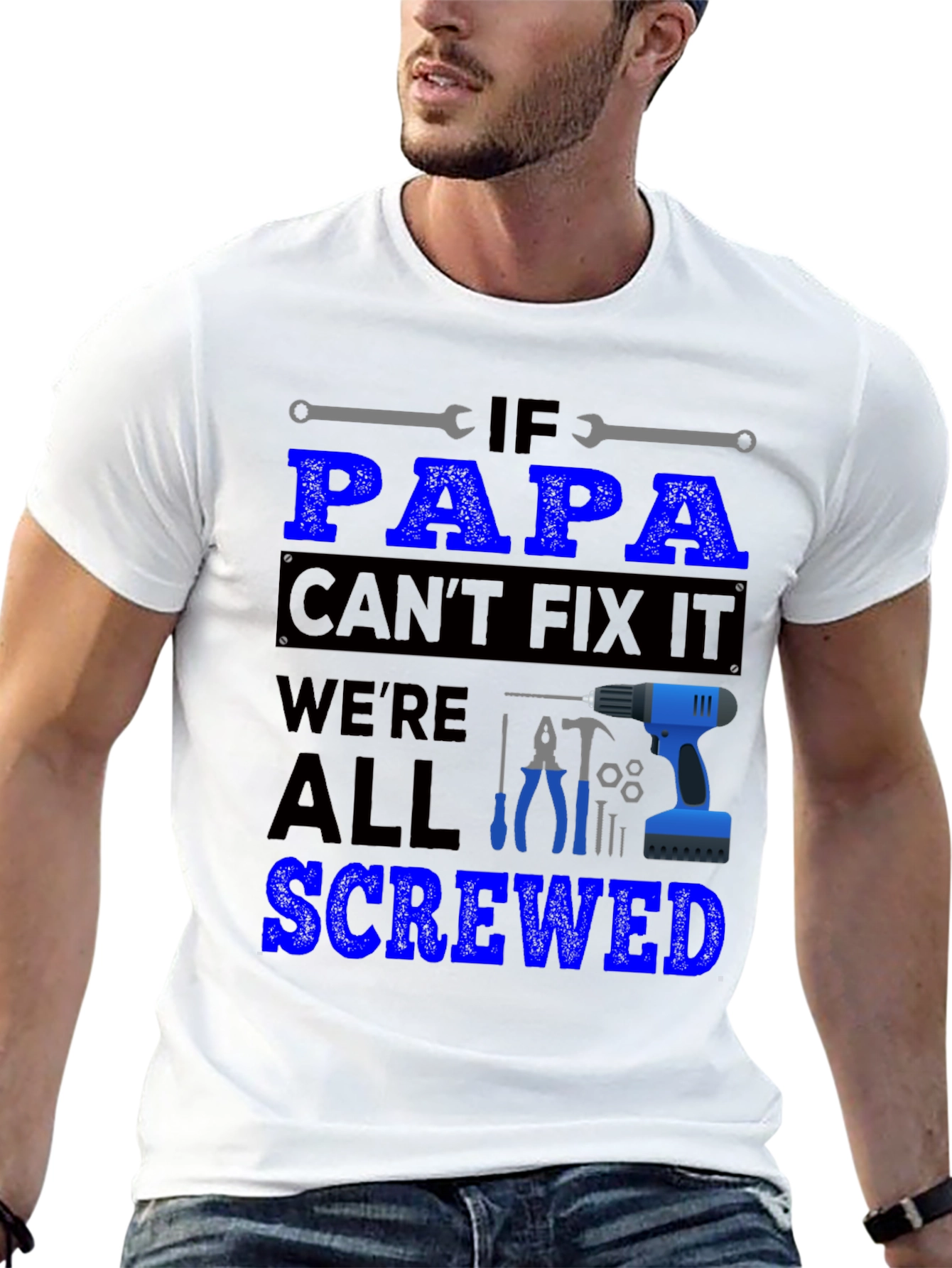 Black Papa Can Fix It T-Shirt view 13