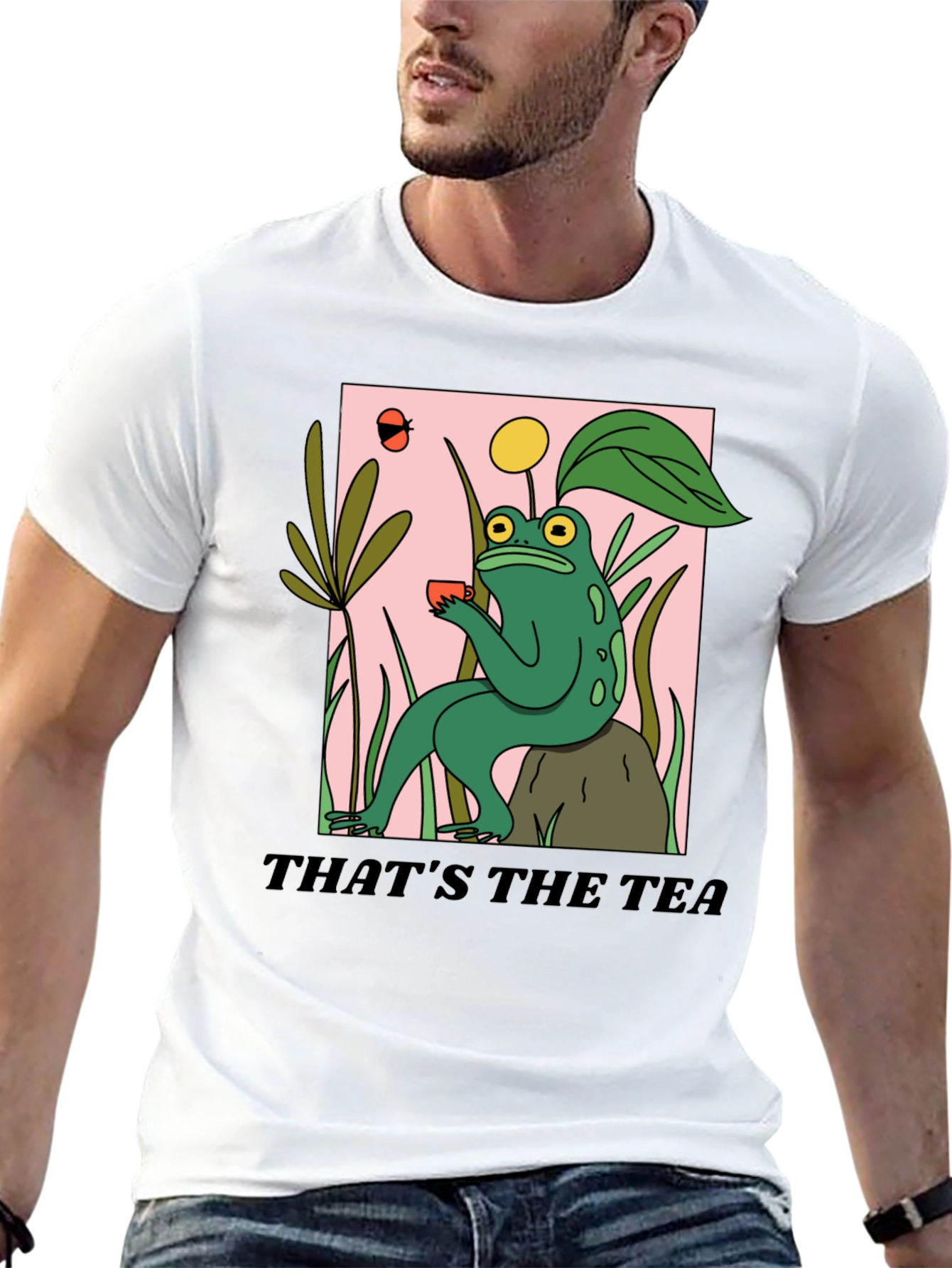 Black Frog Sipping Tea T-Shirt - "That's The Tea" Funny Graphic Tee view 13