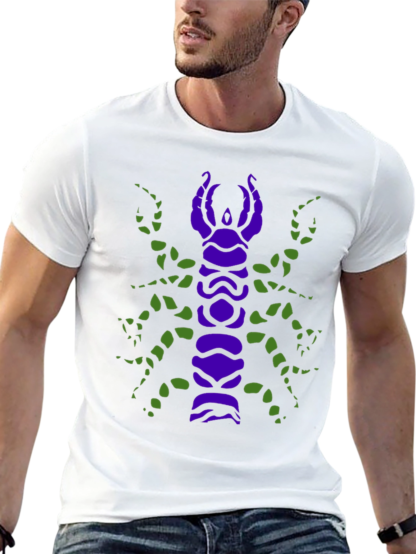 Black Scorpion Graphic Tee - Unique Purple and Green Design view 13