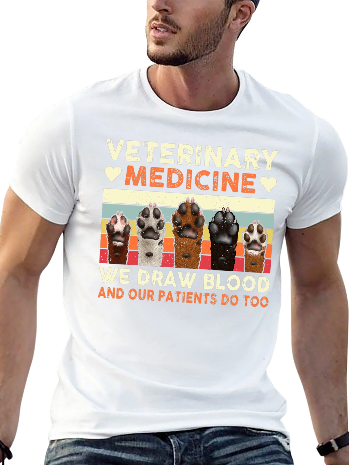 Black Veterinary Medicine Pet Paw T-Shirt view 13