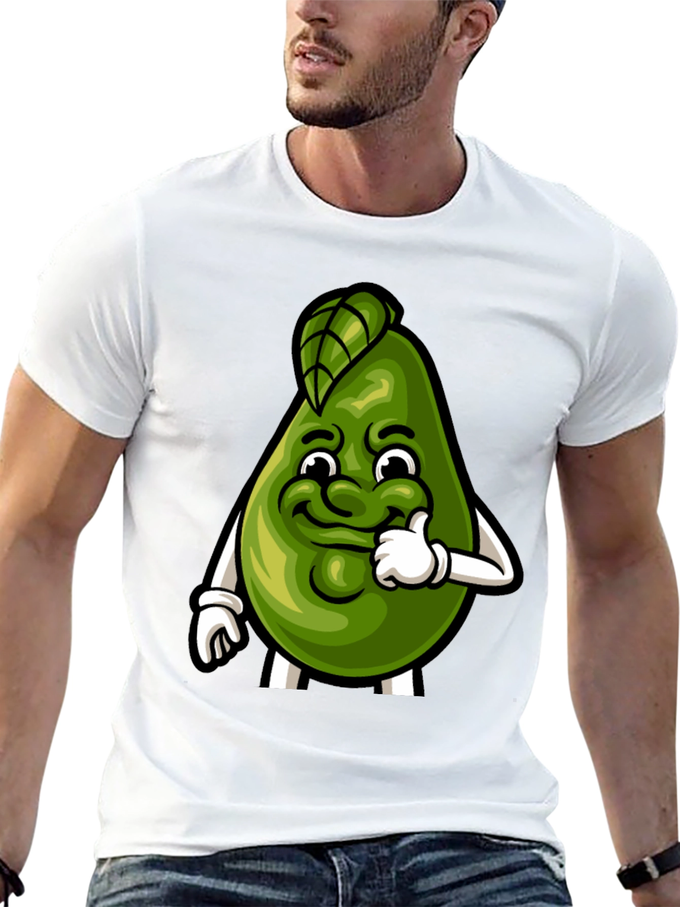 Black Funny Avocado Cartoon Graphic Tee - Soft Cotton Shirt view 13