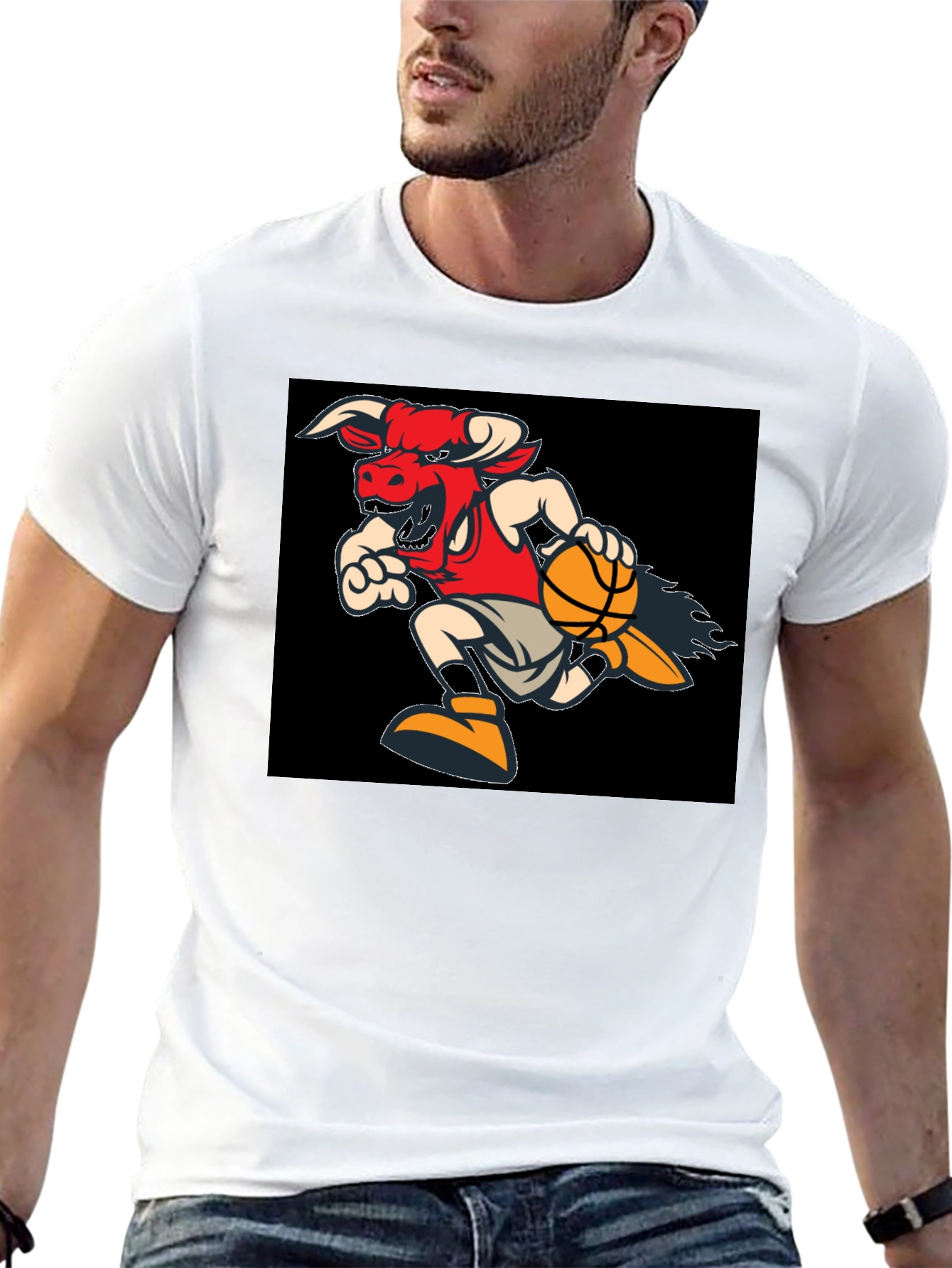 Black Fiery Bulls Basketball Black T-Shirt view 13