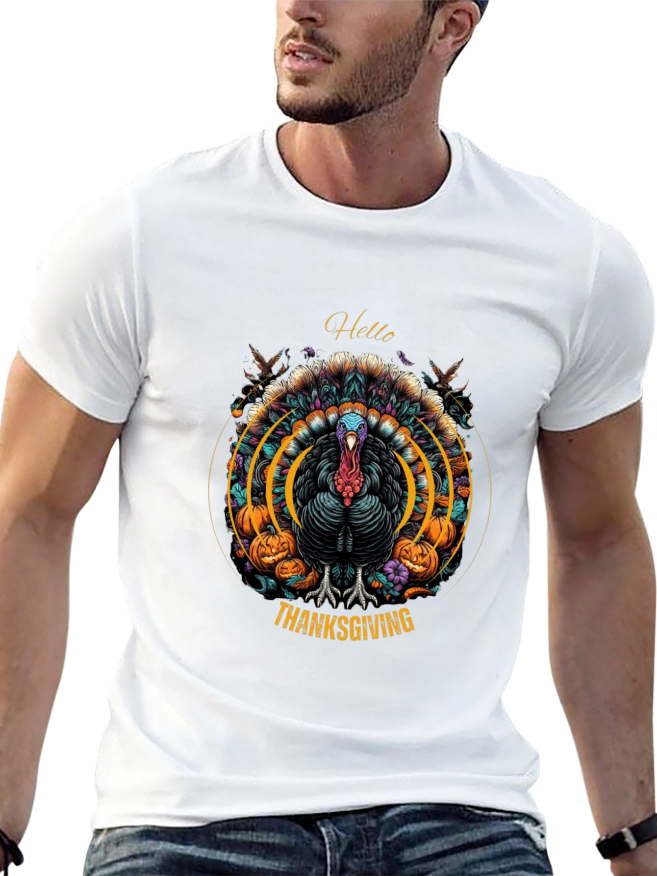 Black Thanksgiving Turkey Graphic Tee view 13