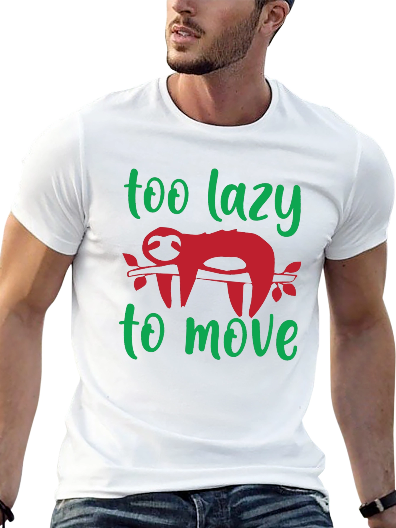 Black Too Lazy to Move Sloth Graphic Tee view 13