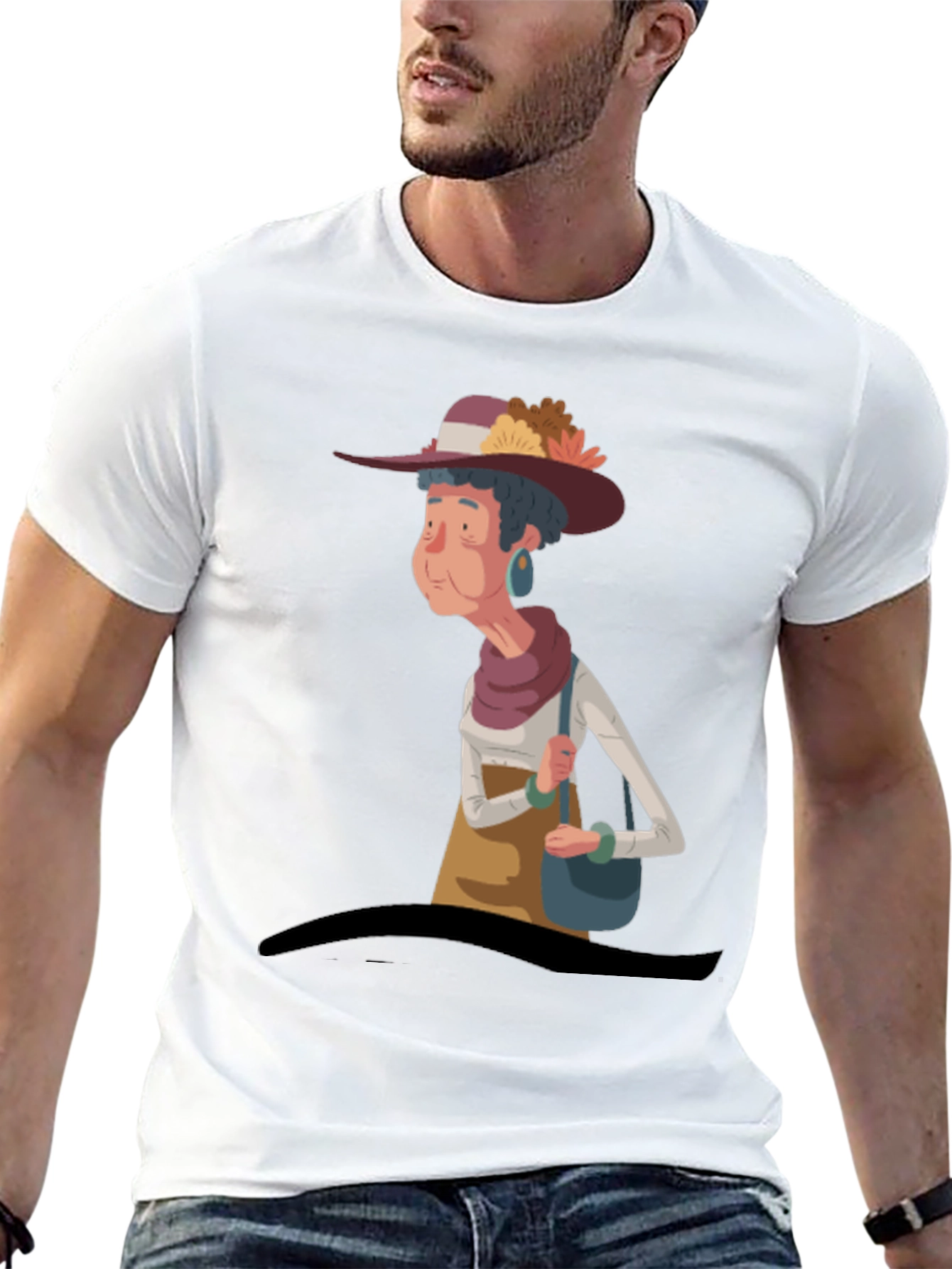 Black Cartoon Grandma T-Shirt view 13