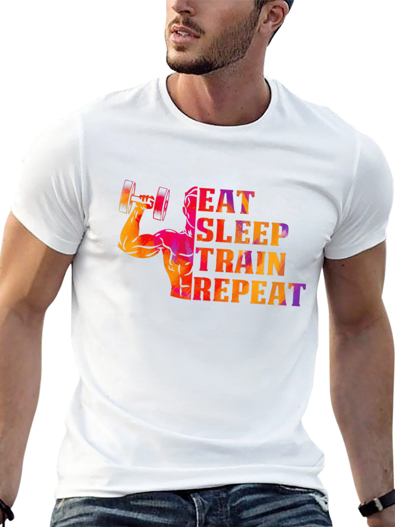 Eat Sleep Train Repeat Fitness T-Shirt - 13