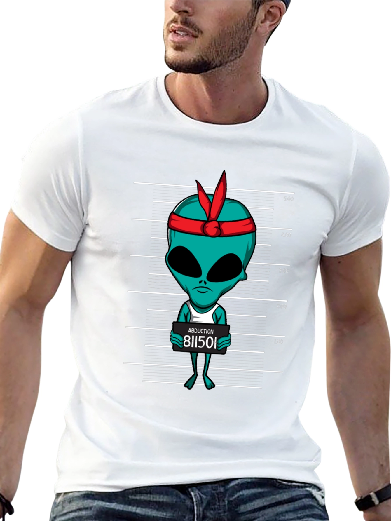 Black Alien Mugshot Graphic Tee - Abduction T-Shirt view 13