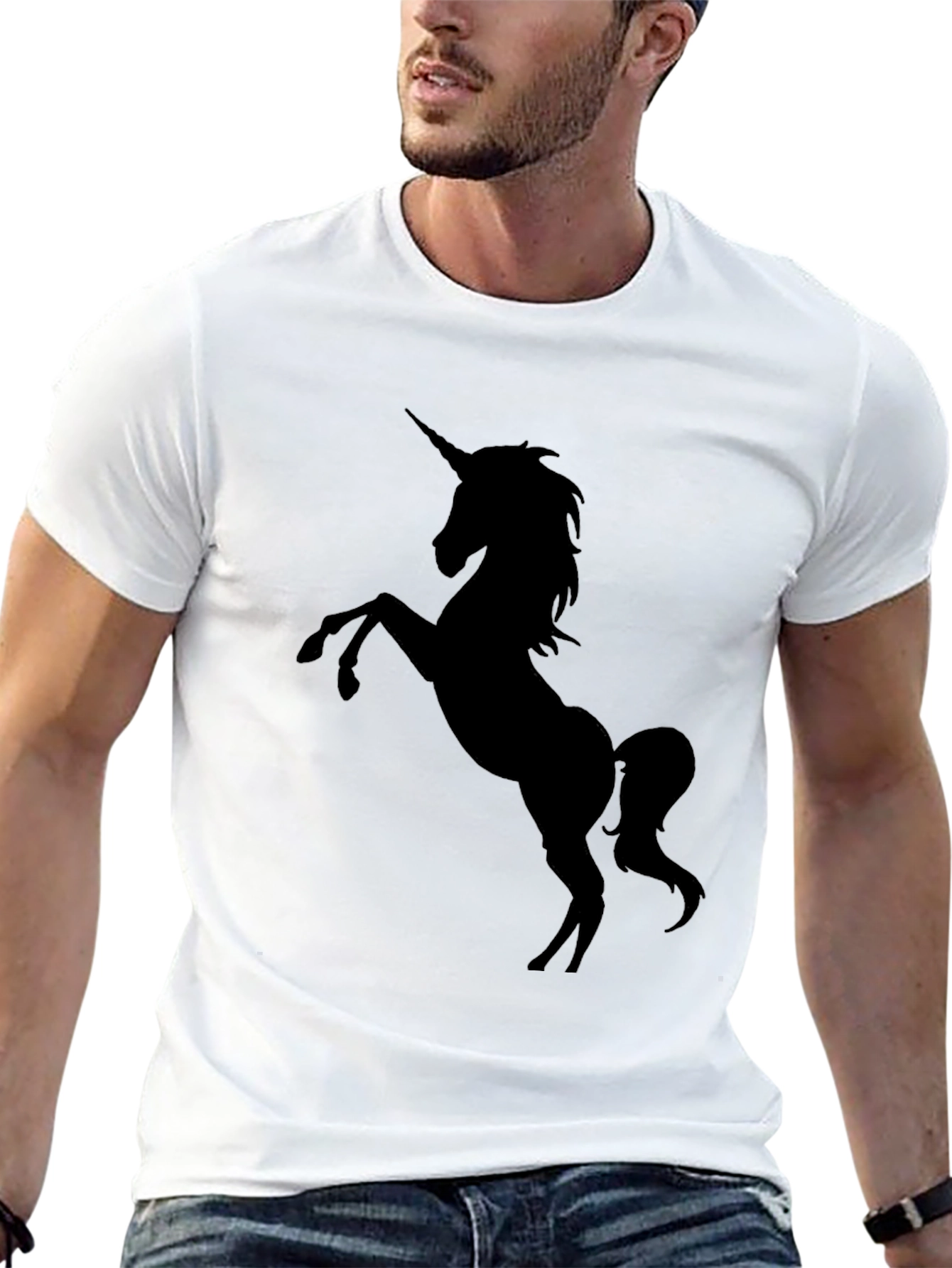 Black Unicorn Graphic Tee - Black Cotton T-Shirt view 13