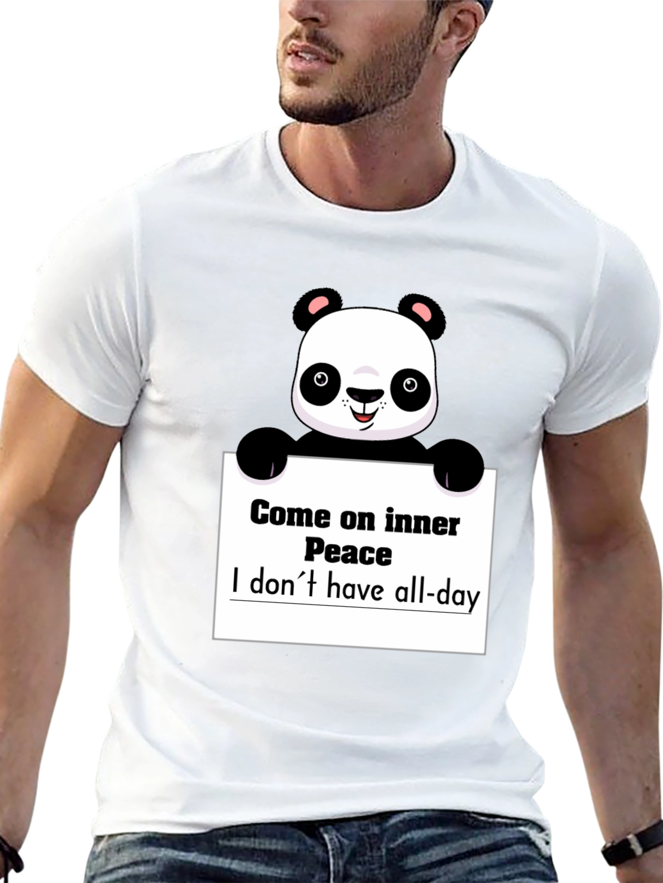 Black Funny Panda Graphic T-Shirt - Inner Peace view 13