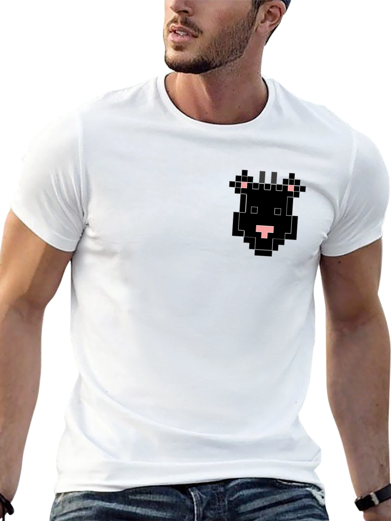 Black Pixel Cow Black T-Shirt - Unique Design view 13
