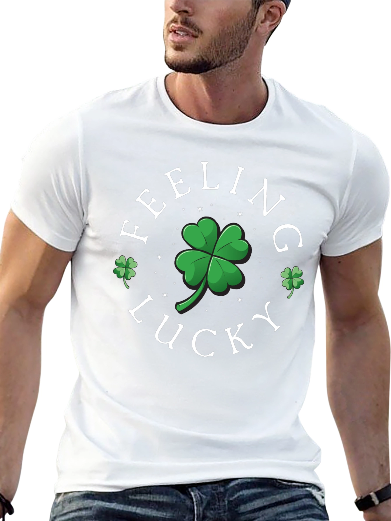 Black Feeling Lucky Shamrock Graphic Tee view 13