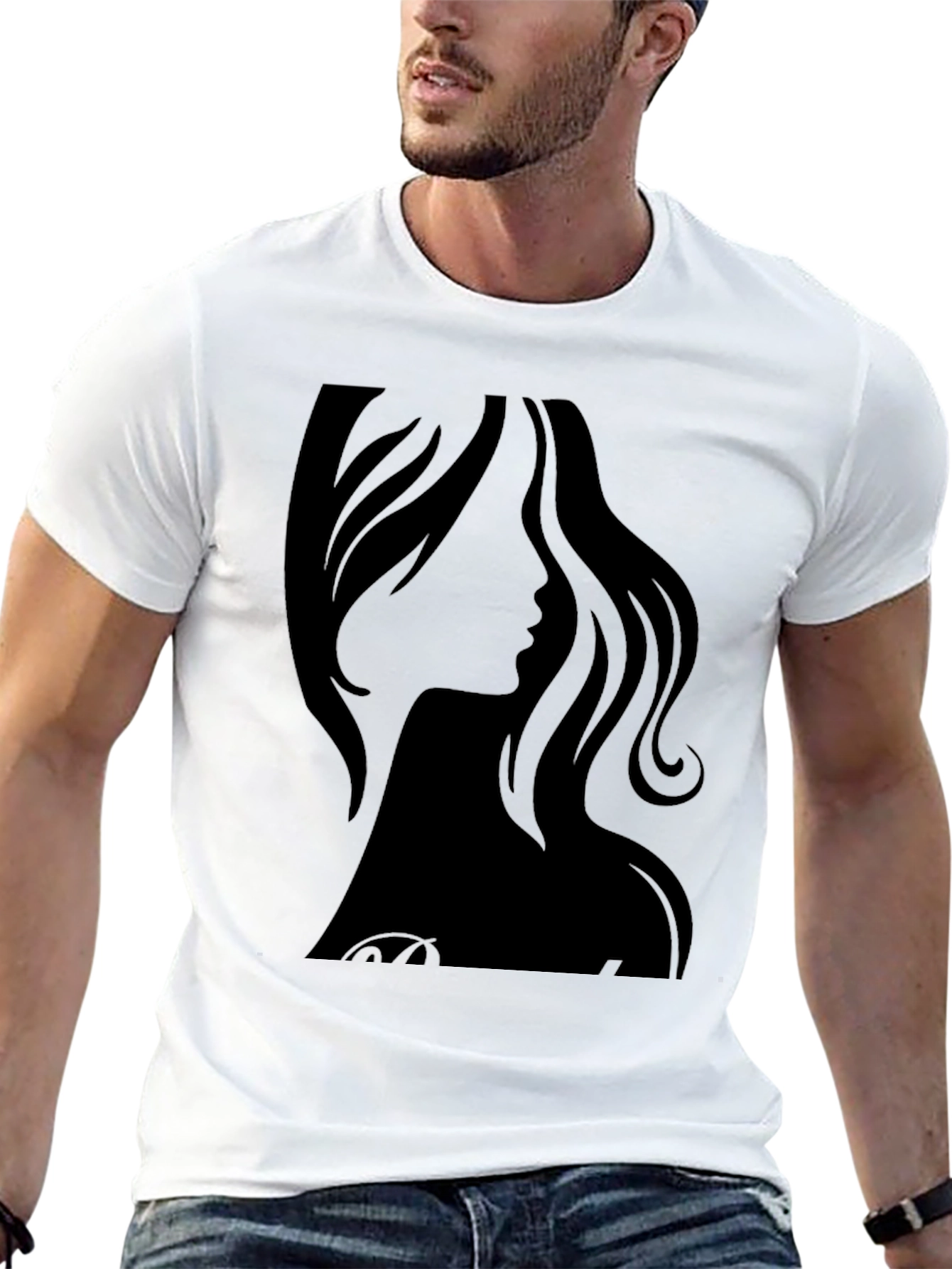 Silhouette Woman Graphic Black T-Shirt - 13