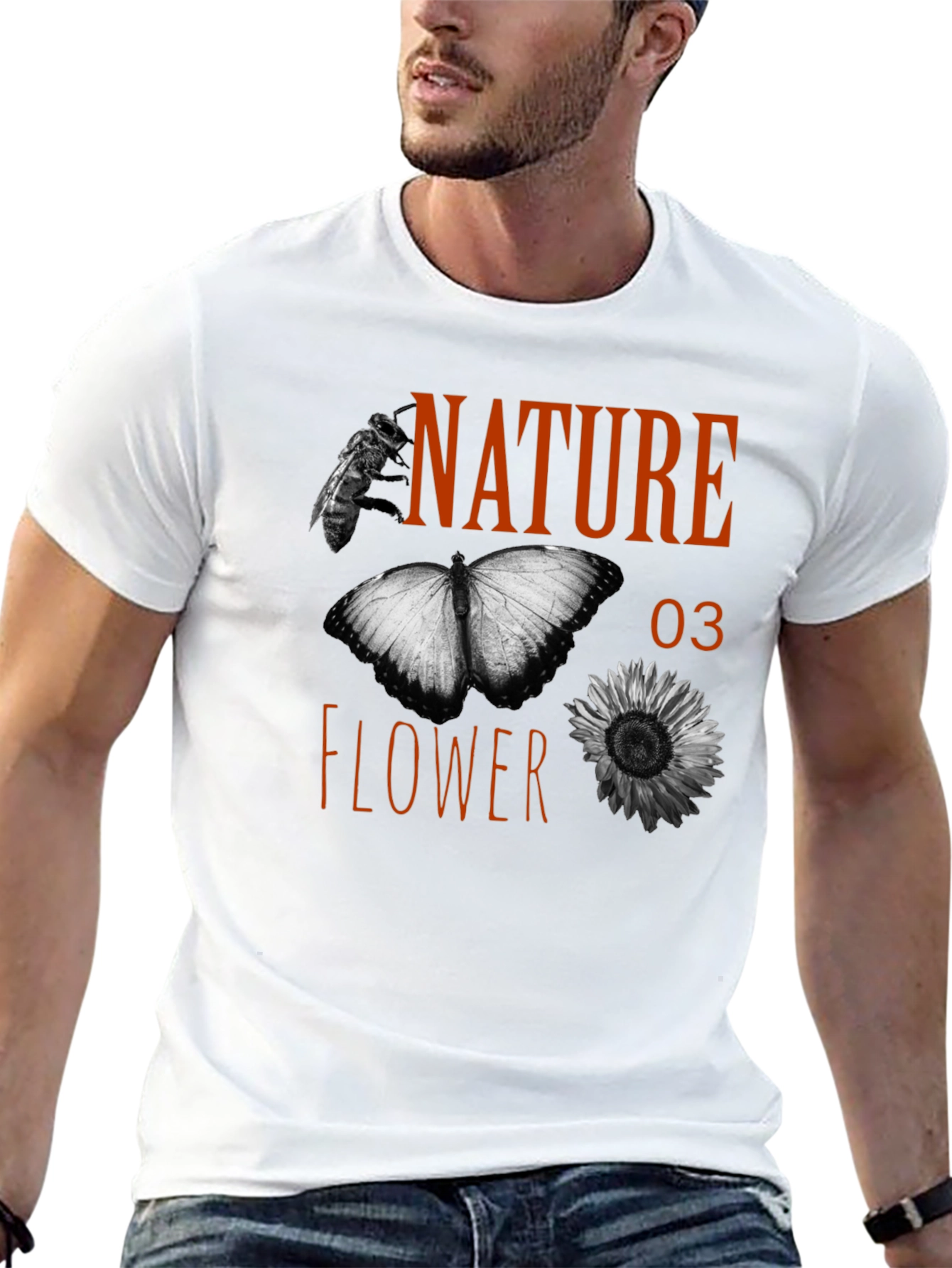 Black Nature Flower Graphic Tee - Black Cotton Blend view 13