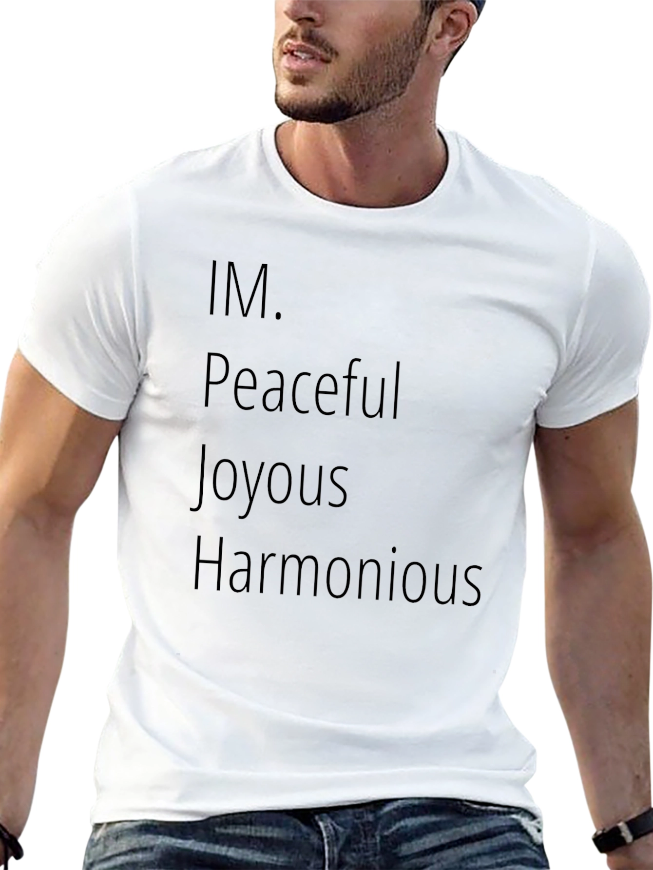 Black Peaceful Joyous Harmonious Graphic Tee view 13