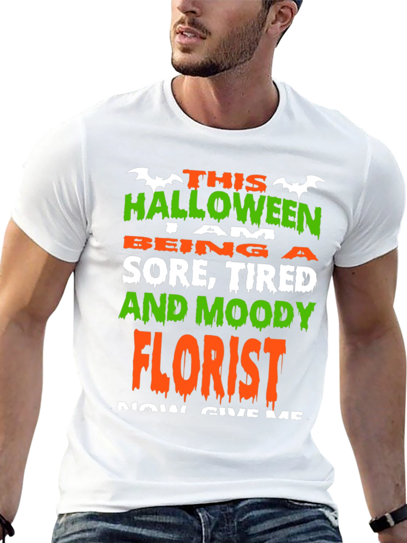 Black Halloween Florist T-Shirt - Sore Tired & Moody Funny Costume view 13