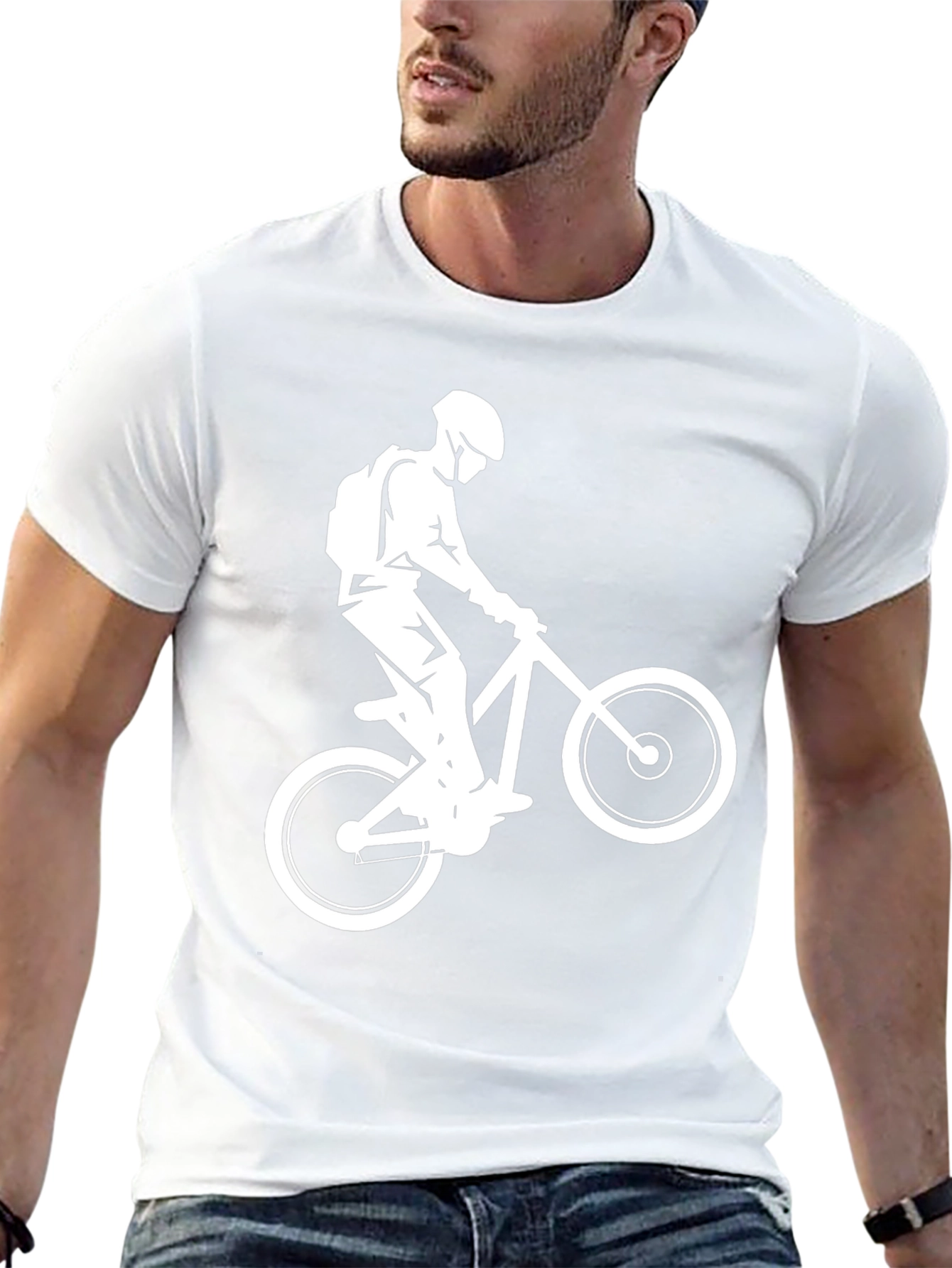 Black Mountain Biker Graphic Tee - Black Cotton T-Shirt view 13