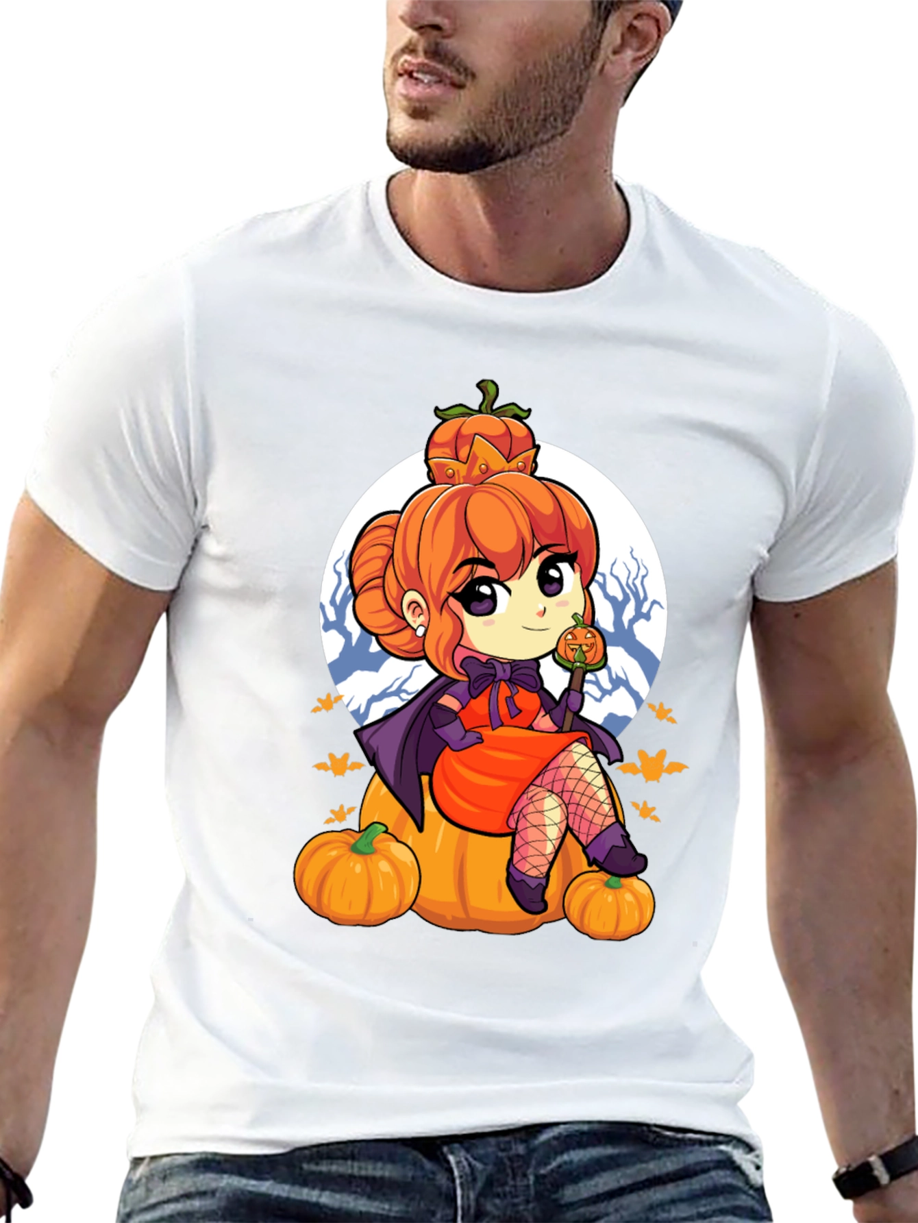 Black Halloween Anime Girl T-Shirt view 13