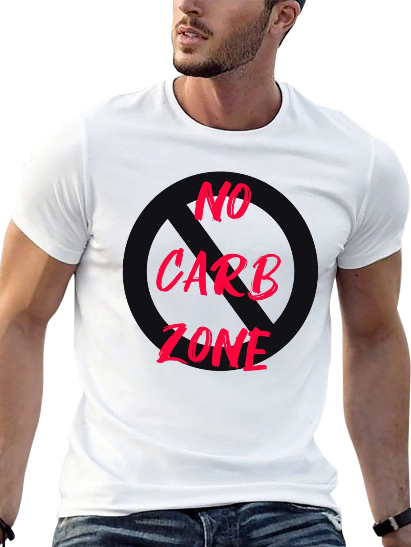 Black No Carb Zone Black T-Shirt view 13