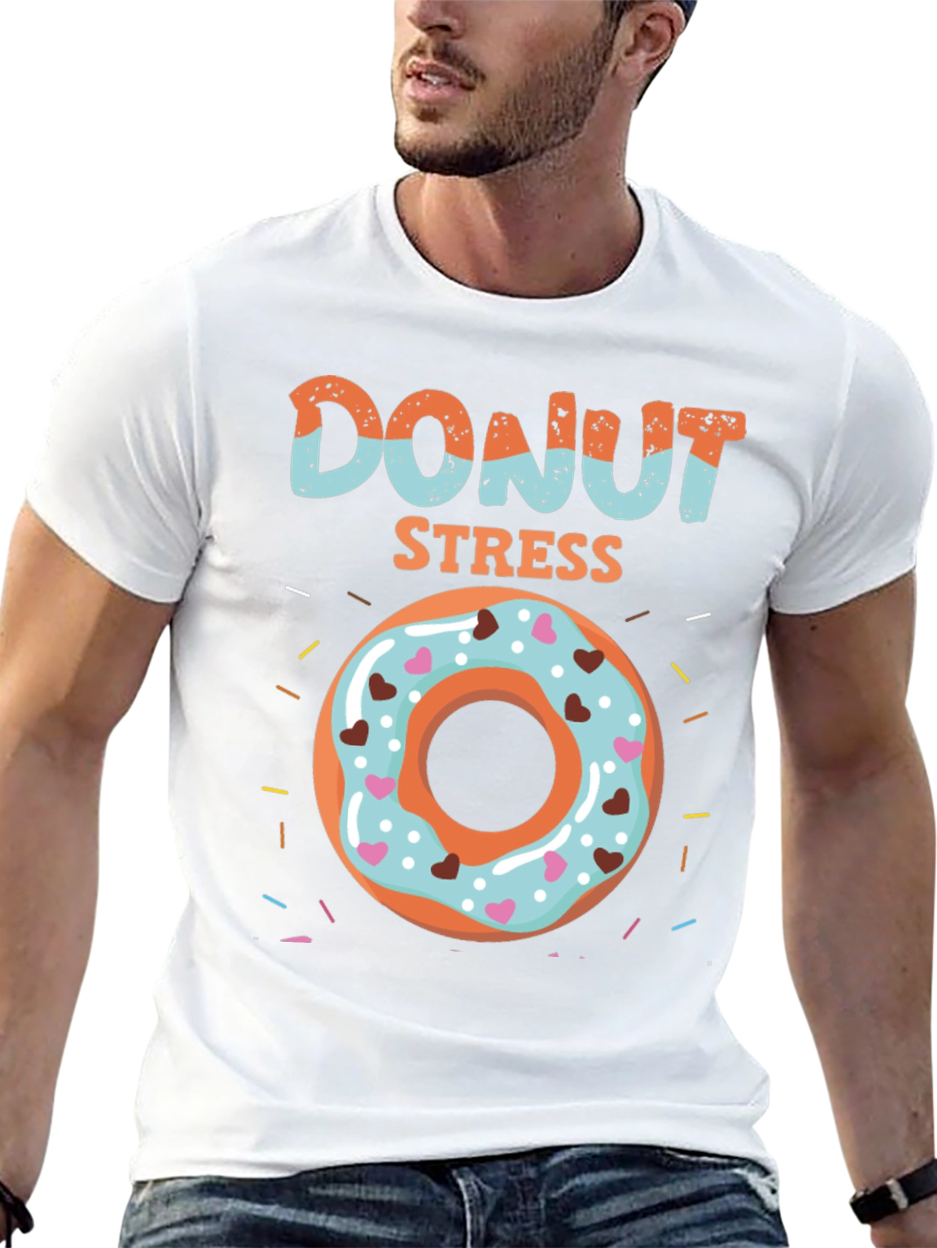 Black Donut Stress T-Shirt - Fun Foodie Apparel view 13