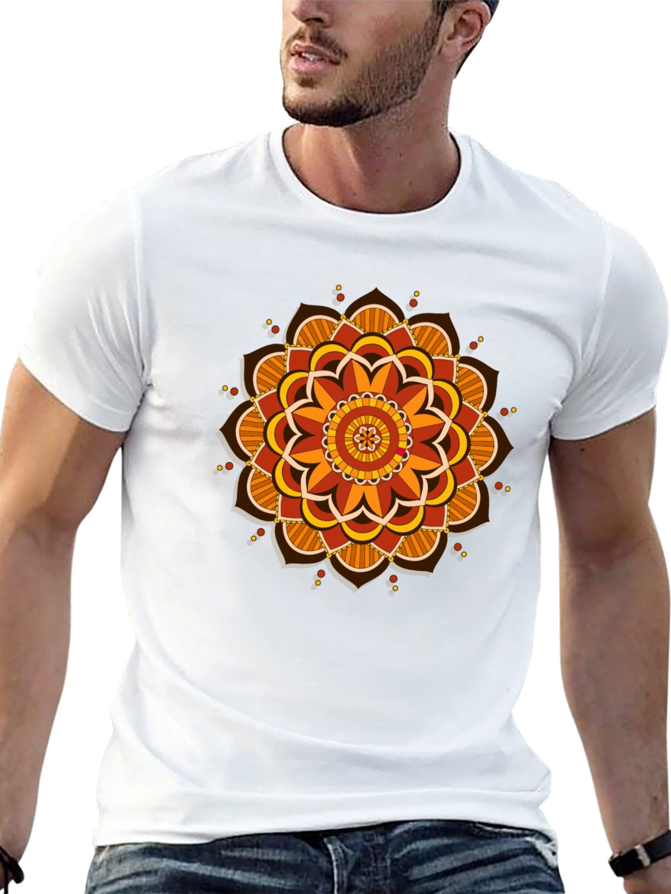 Black Mandala Graphic Tee - Black Cotton Blend view 13