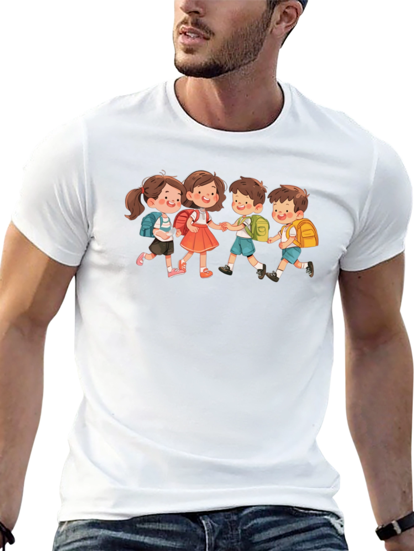 Black Kids Walking Graphic Black T-Shirt view 13