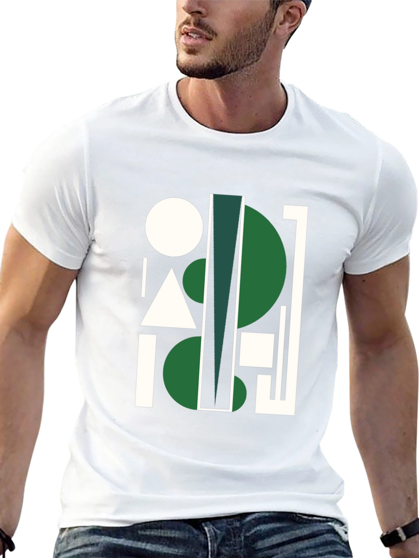 Black Geometric Abstract Black Graphic Tee view 13