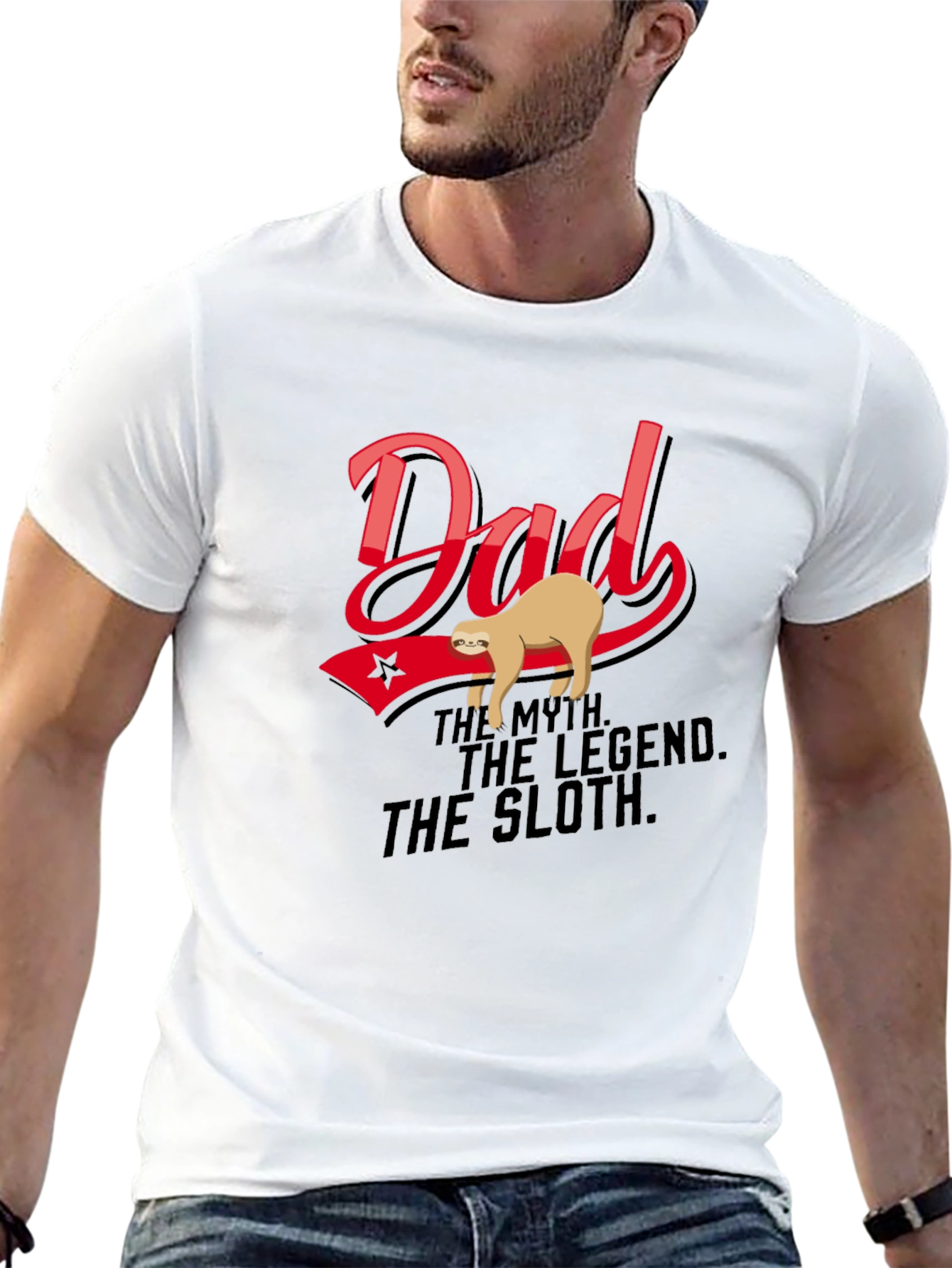 Black Dad: The Myth. The Legend. The Sloth T-Shirt view 13