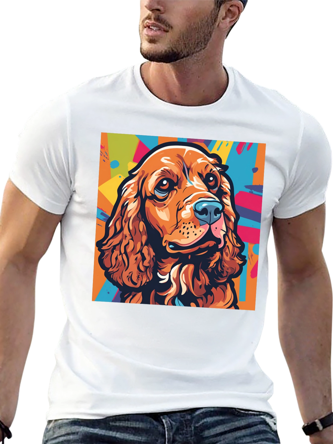 Black Dog Art Graphic Tee - Cocker Spaniel Pop Art T-Shirt view 13