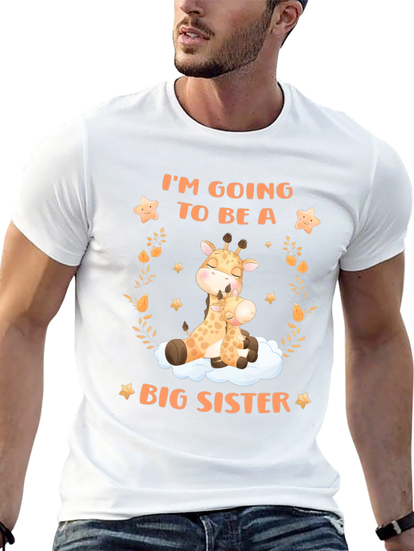 Black Big Sister Giraffe Graphic Tee - Baby Announcement view 13