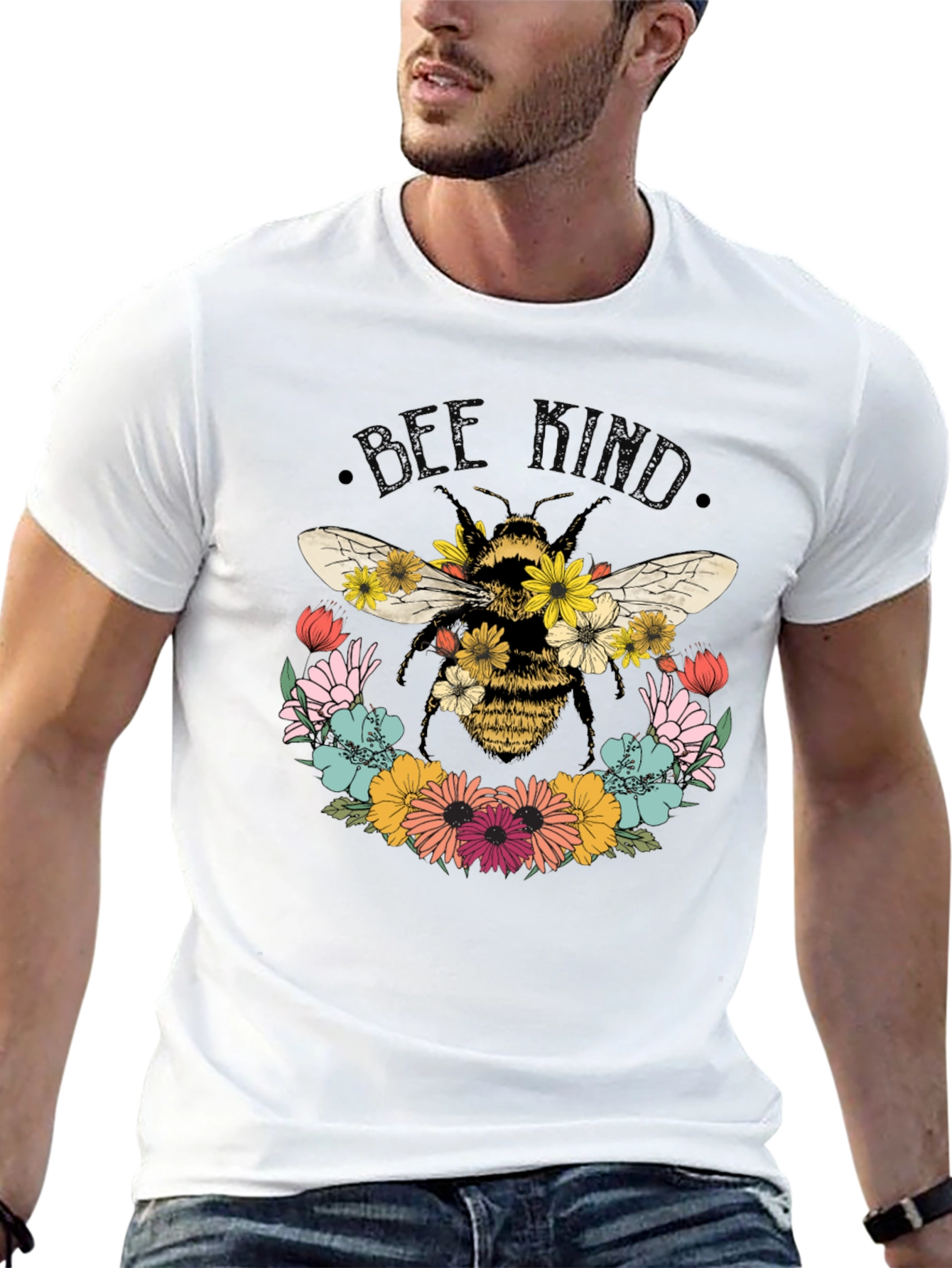 Black Bee Kind Floral T-Shirt - Black view 13