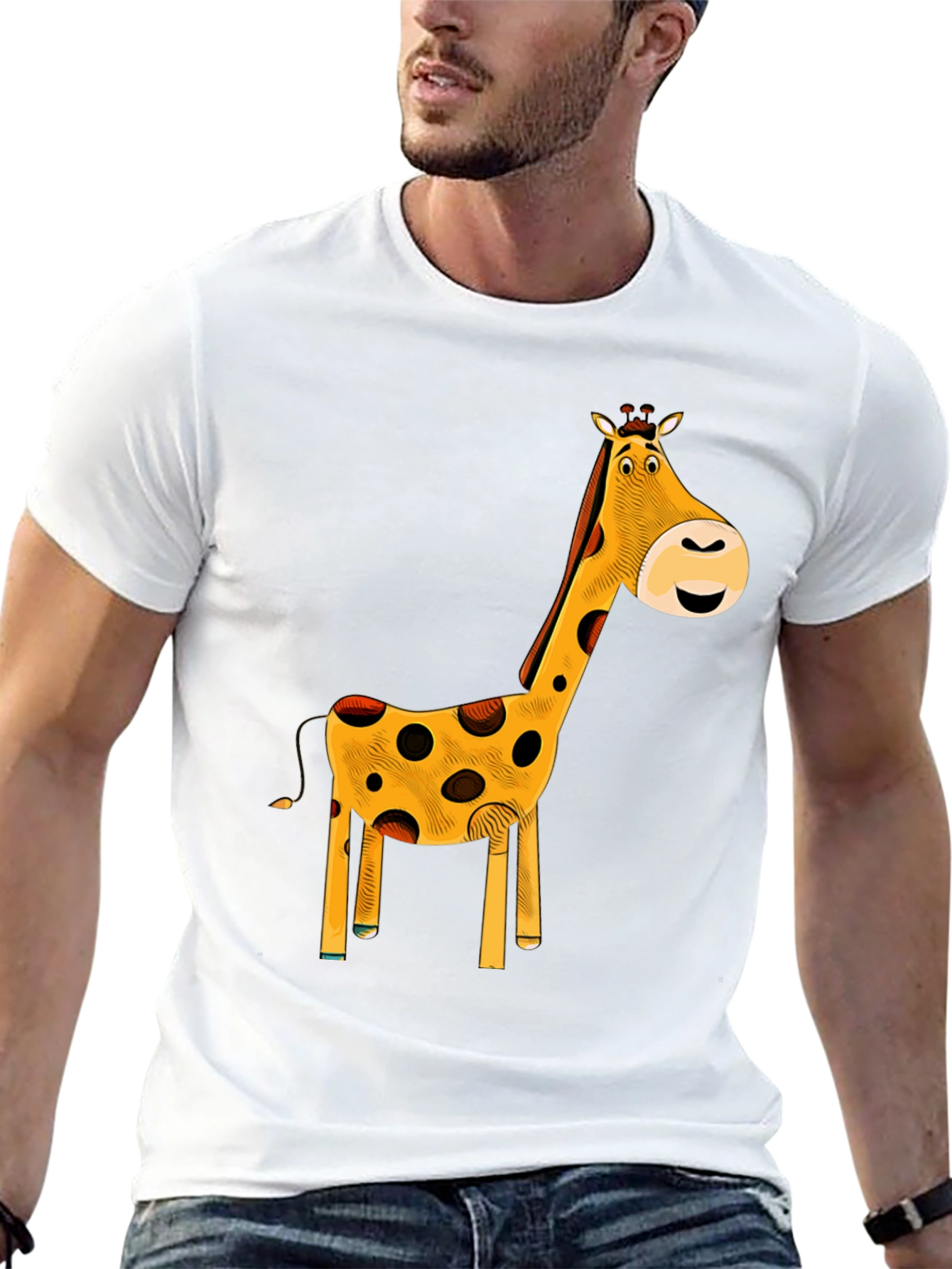 Black Giraffe Graphic T-Shirt - Black Cotton Tee view 13