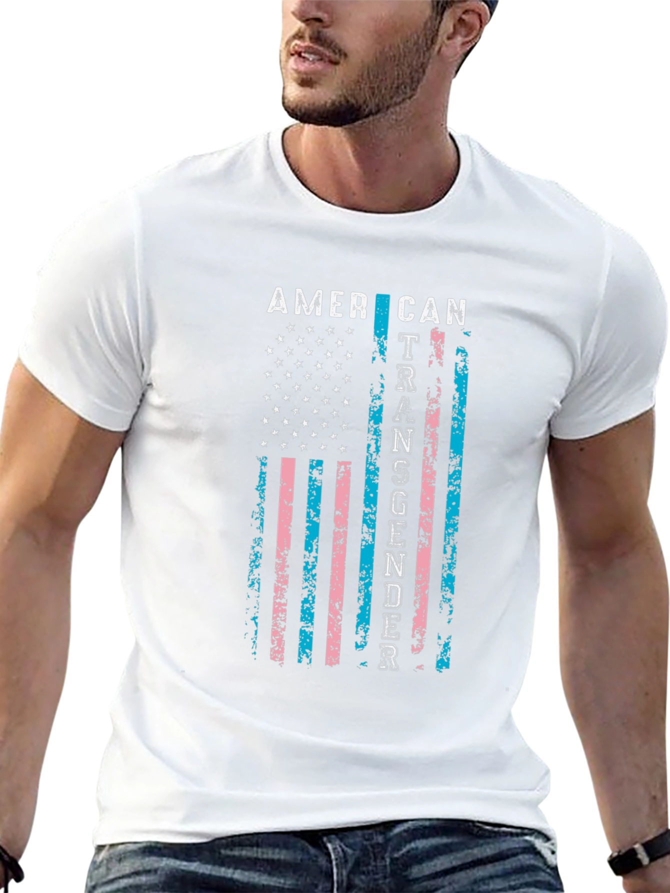 Black American Transgender Flag Black T-Shirt view 13