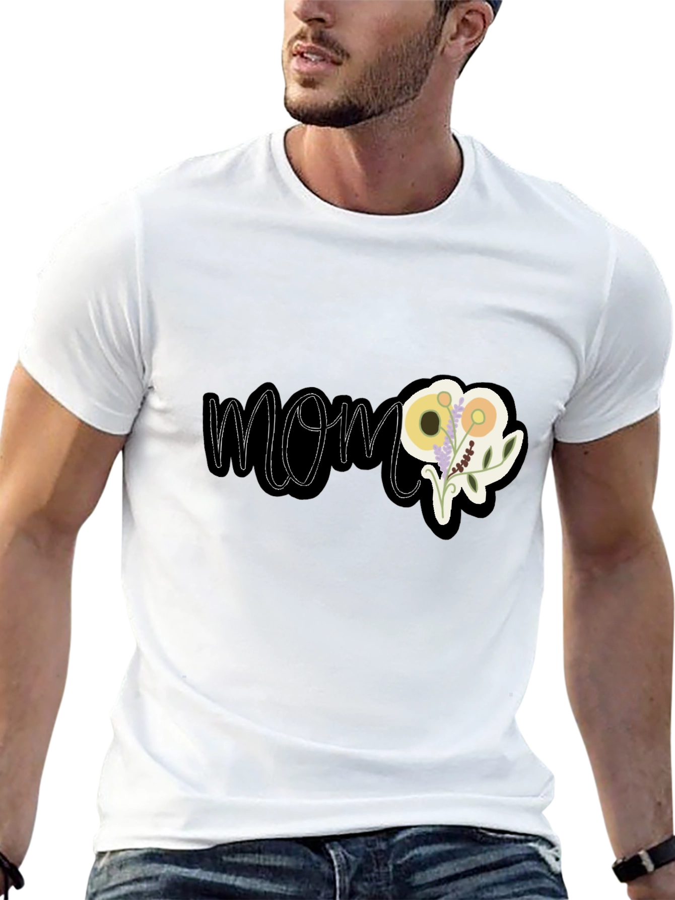 Black Floral MOM Graphic Black T-Shirt view 13