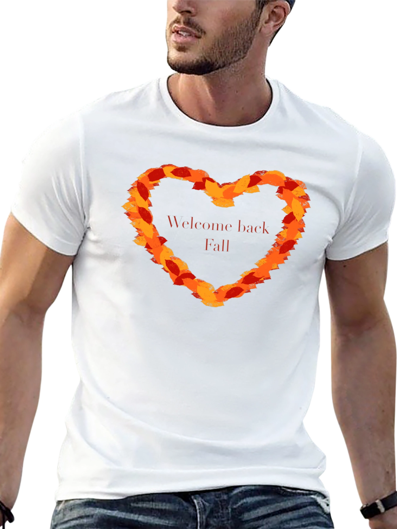 Black Welcome Back Fall Leaf Heart T-Shirt view 13