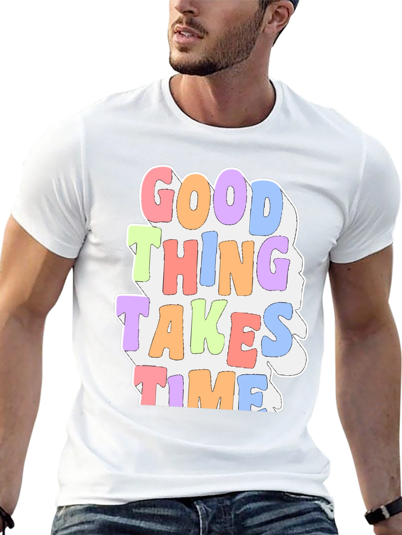 Black Good Things Take Time Graphic Tee view 13