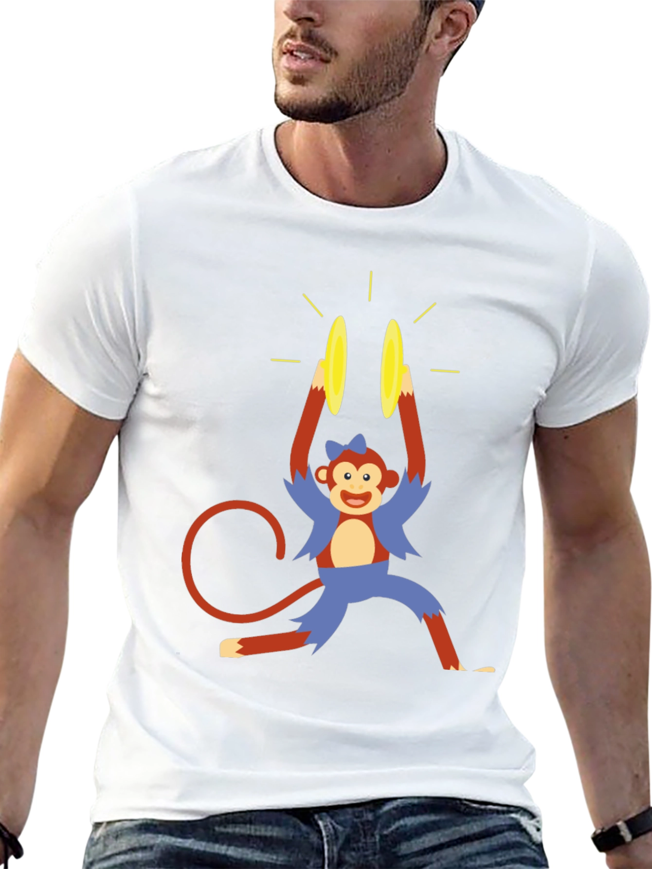 Black Monkey Cymbal T-Shirt - Funny Cartoon Design view 13