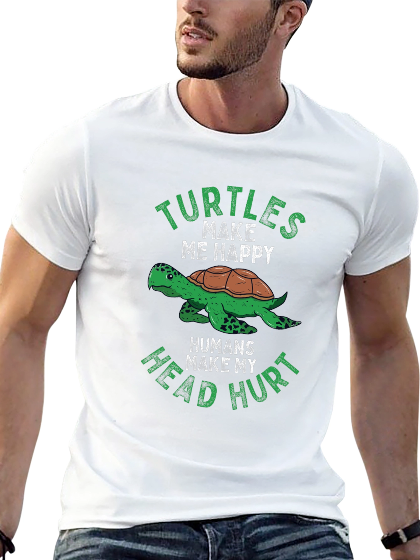 Black Funny Turtle T-Shirt - Turtles Make Me Happy Tee view 13