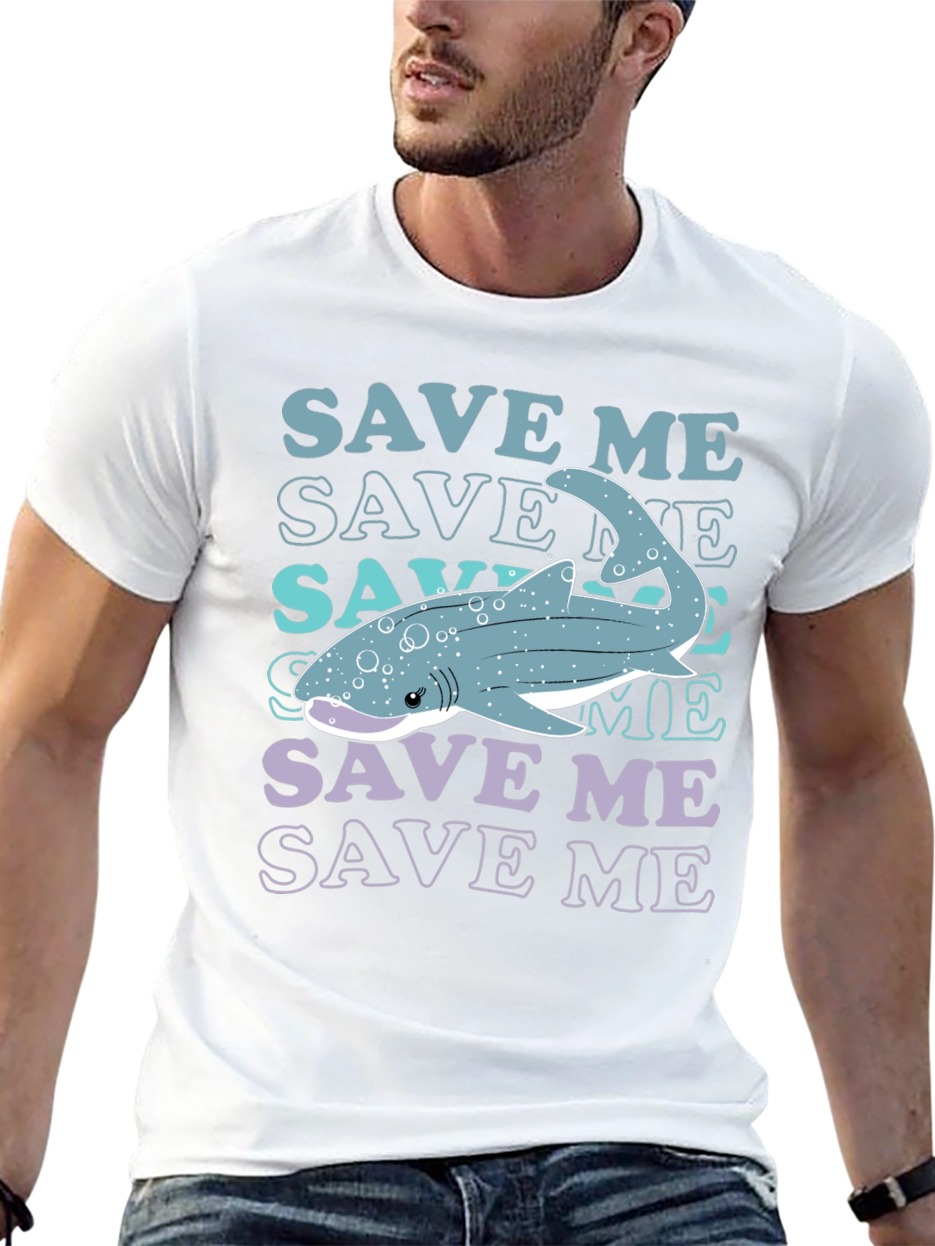 Black Save Me Whale Shark Graphic T-Shirt view 13