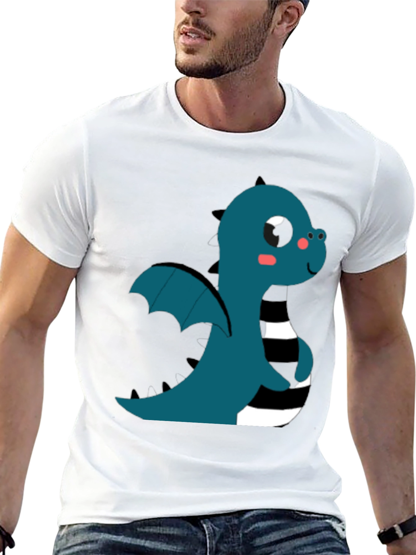 Black Cute Cartoon Dragon T-Shirt view 13