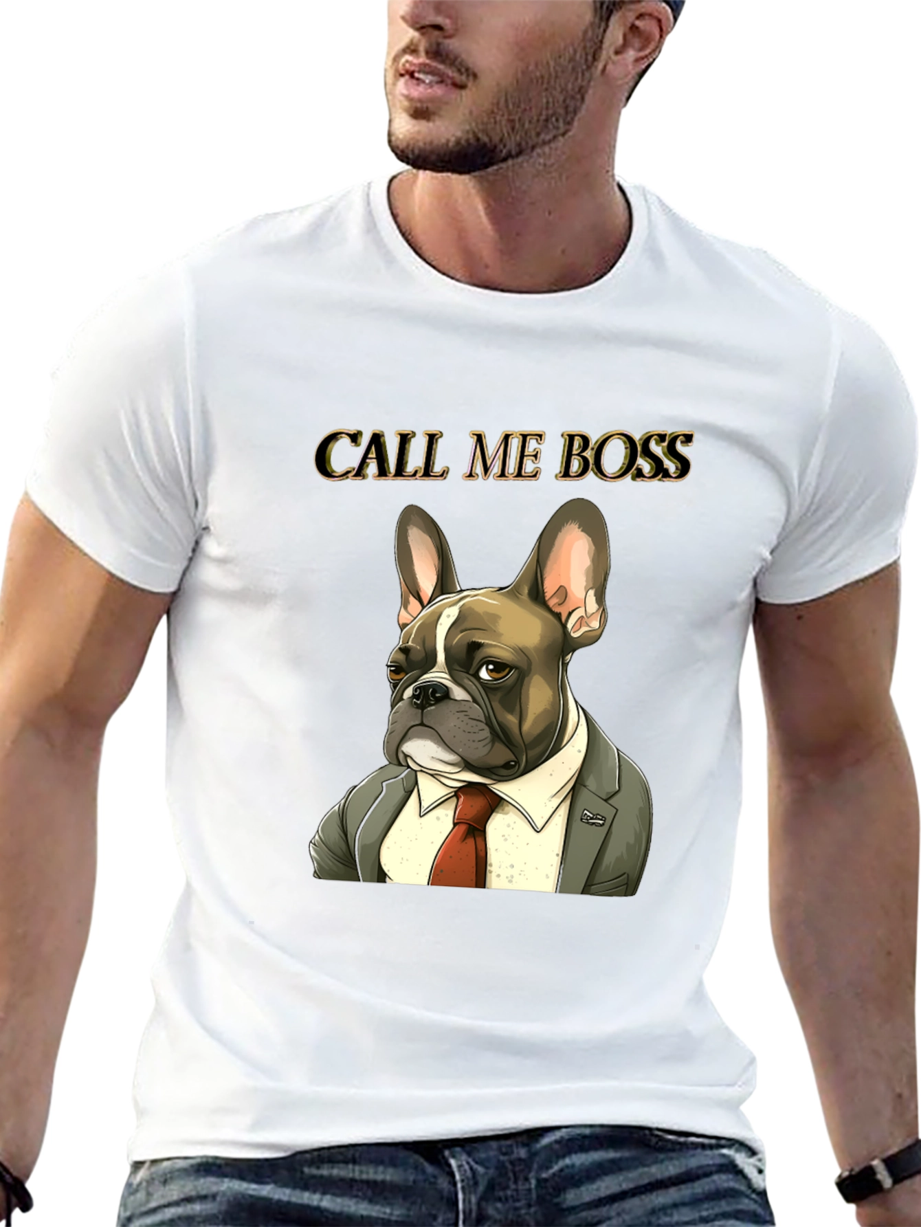 Black Call Me Boss Bulldog Graphic Tee - Black view 13