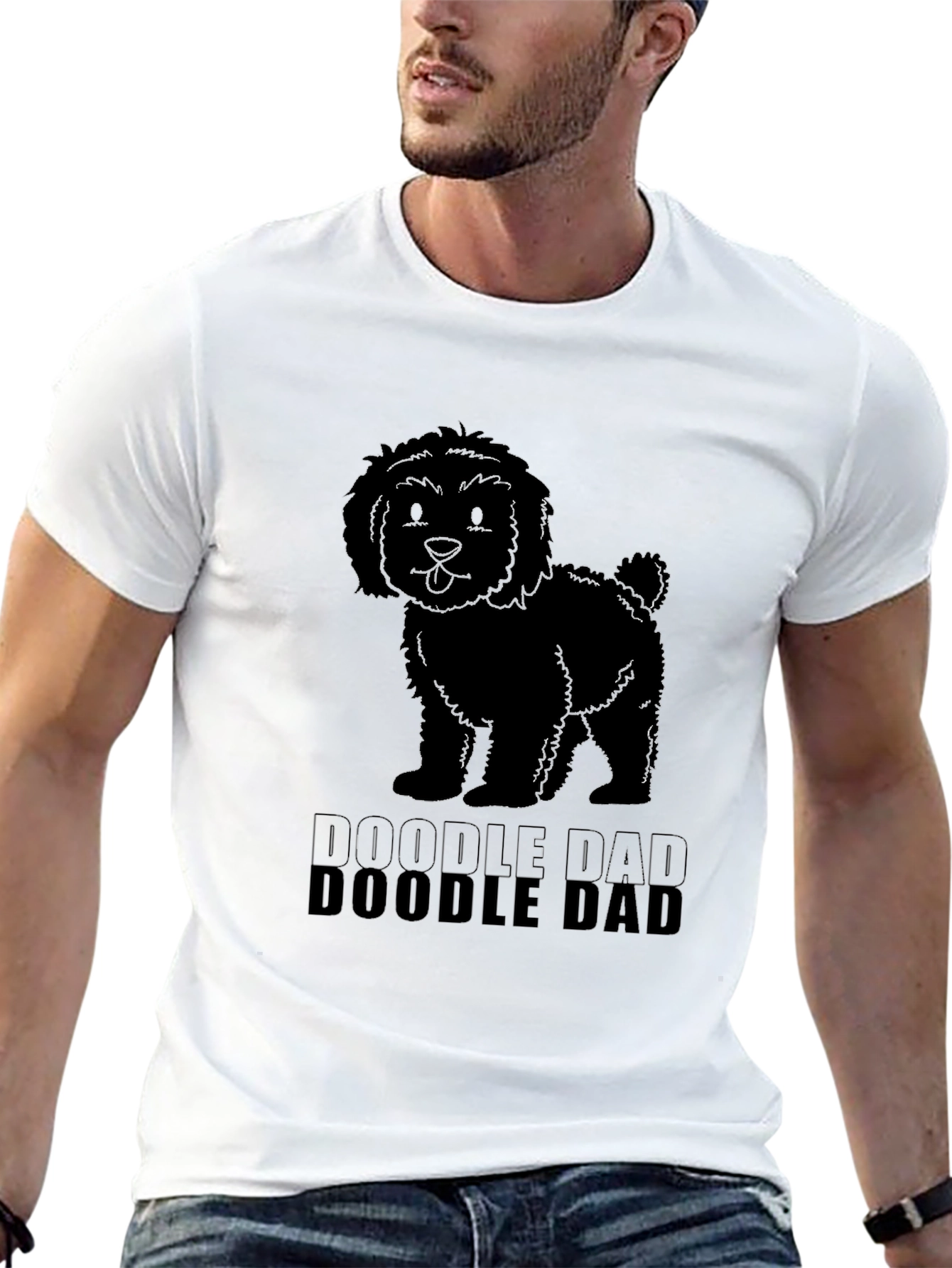 Black Doodle Dad Black T-Shirt view 13